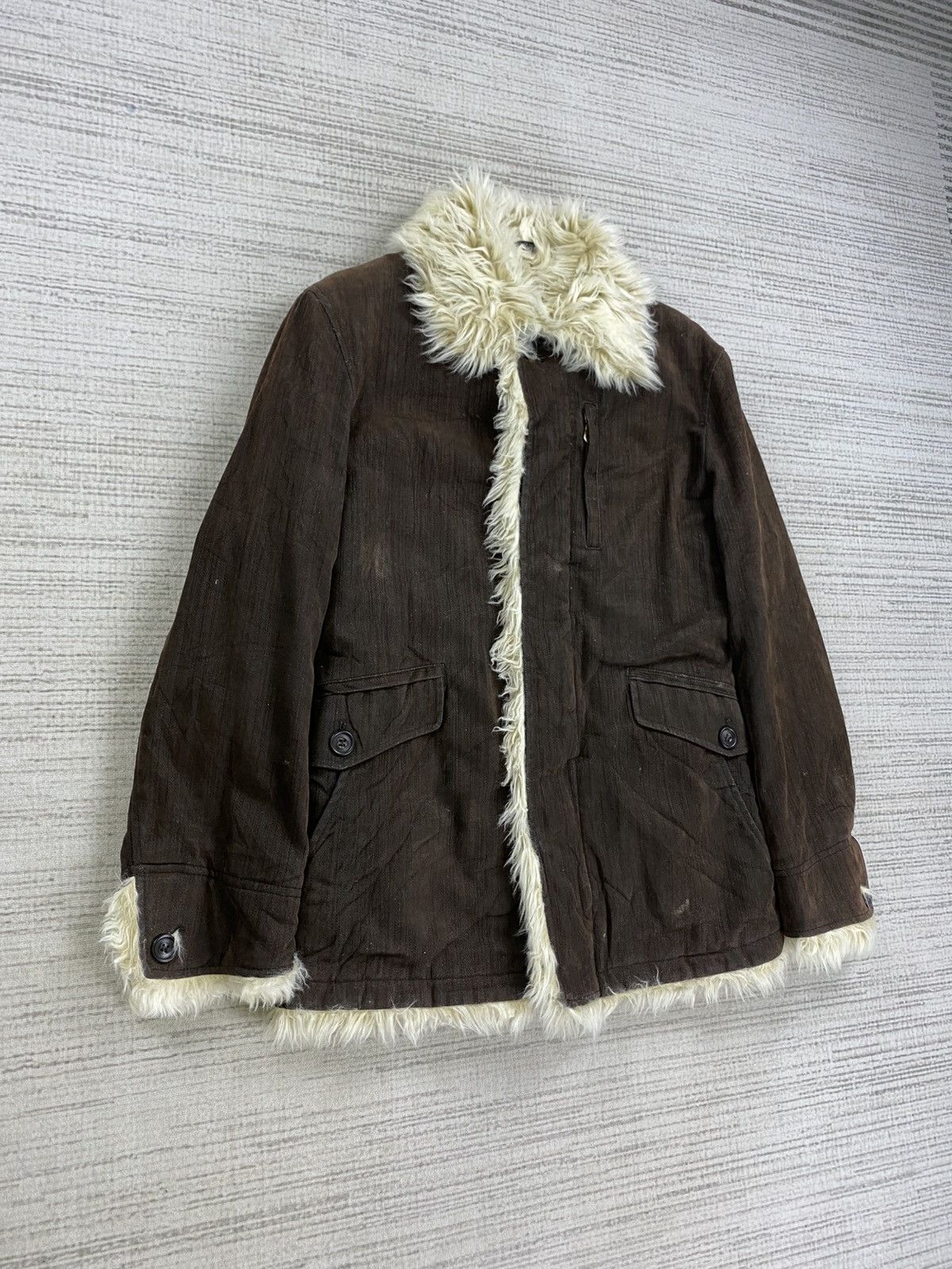 Le Grande Bleu (L.G.B.) × Nicole Club × Vintage Vintage Monsieur Nicole Corduroy Sherpa Coat Jacket Size US M / EU 48-50 / 2 - 3 Thumbnail