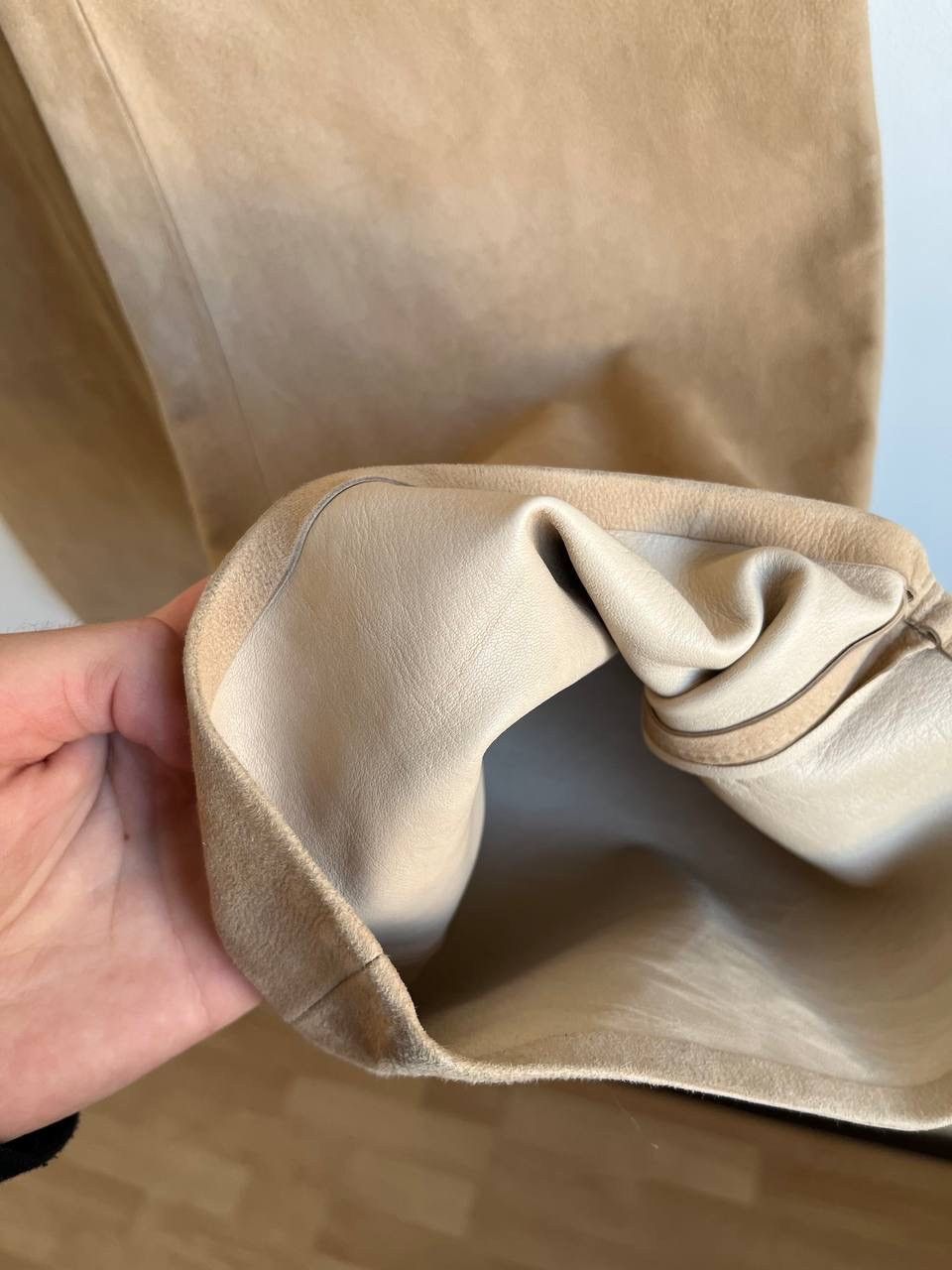 Vintage Vintage Beige Real Leather Biker Pants Size 30" / US 8 / IT 44 - 5 Thumbnail