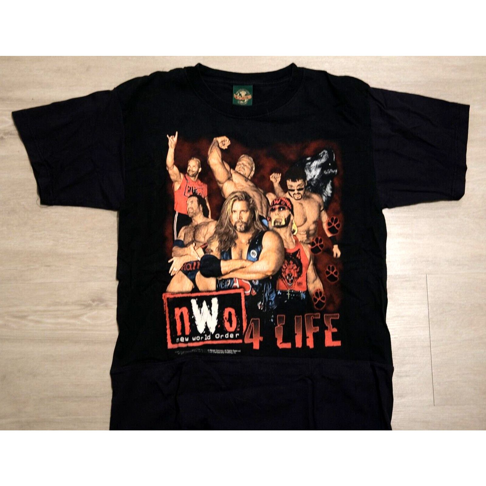 Vintage 90s NWO New World Order 4 Life Large Black Wrestling