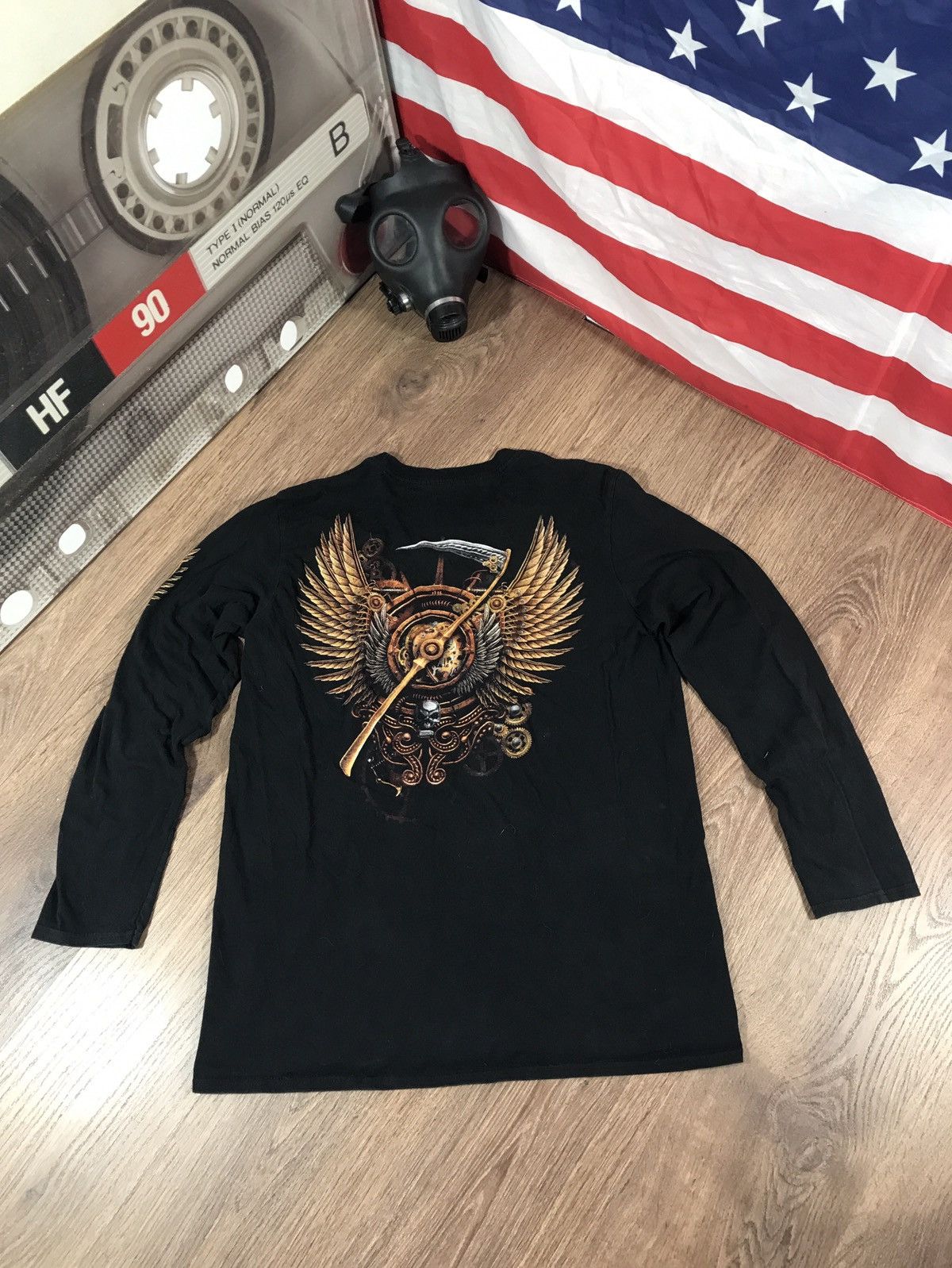 Japanese Brand × Vintage Y2K Spiral Opium Skull Punk Gothic Long Sleeve Tee Size US M / EU 48-50 / 2 - 8 Thumbnail