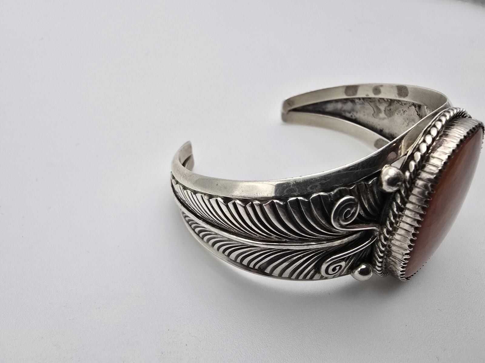 Other Signed Vintage Navajo Sterling Silver Leaf Cuff Tahe Size ONE SIZE - 3 Thumbnail