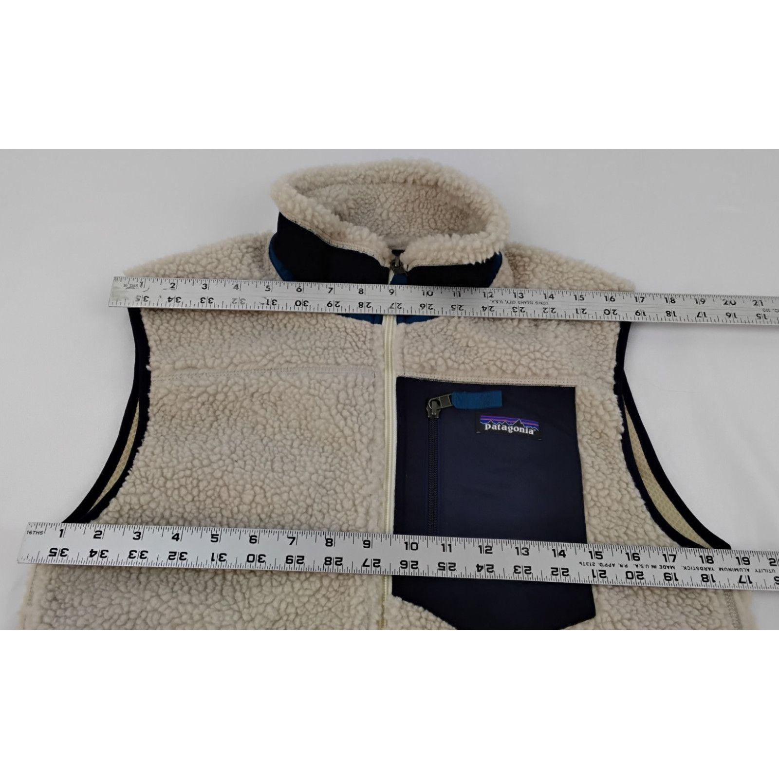 Patagonia Patagonia Deep Pile Vest Men's S Oatmeal/Blue Full Zip Size US S / EU 44-46 / 1 - 13 Thumbnail