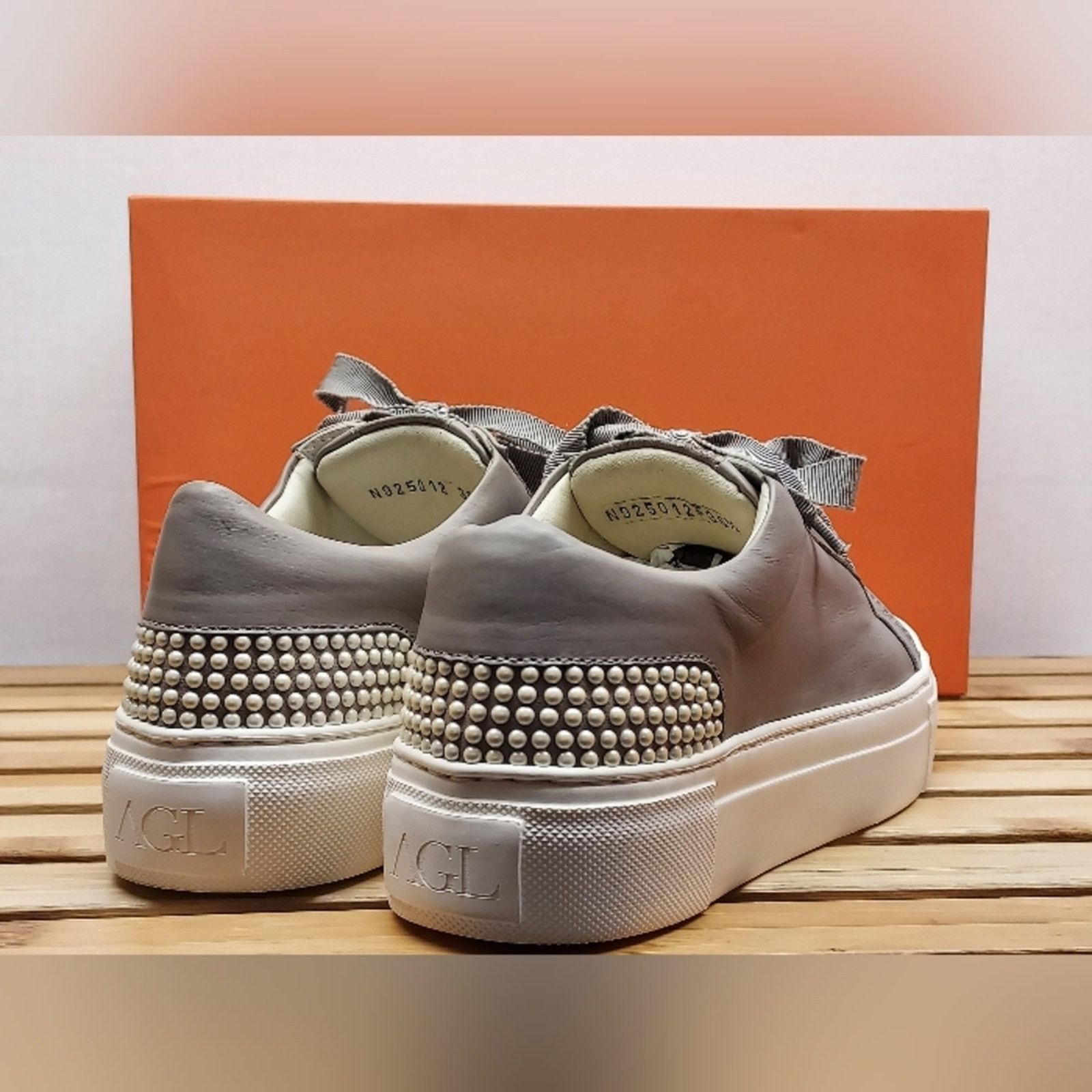 AGL AGL Womens Taupe Fashion Sneaker Shoes Size 36.5 (6.5) Size US 6.5 / IT 36.5 - 2 Thumbnail