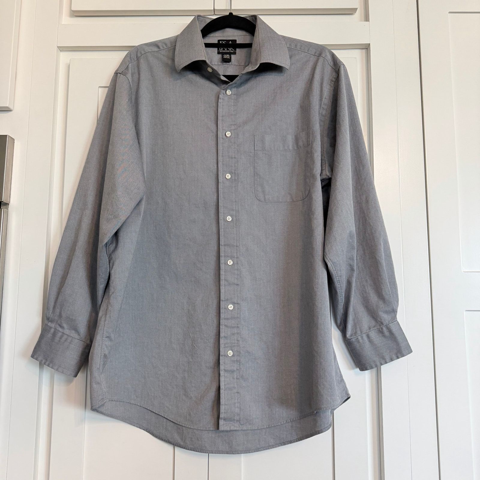 Jos. A. Bank PS A Bank Gray Herringbone Button Shirt Size US M / EU 48-50 / 2 - 1 Thumbnail