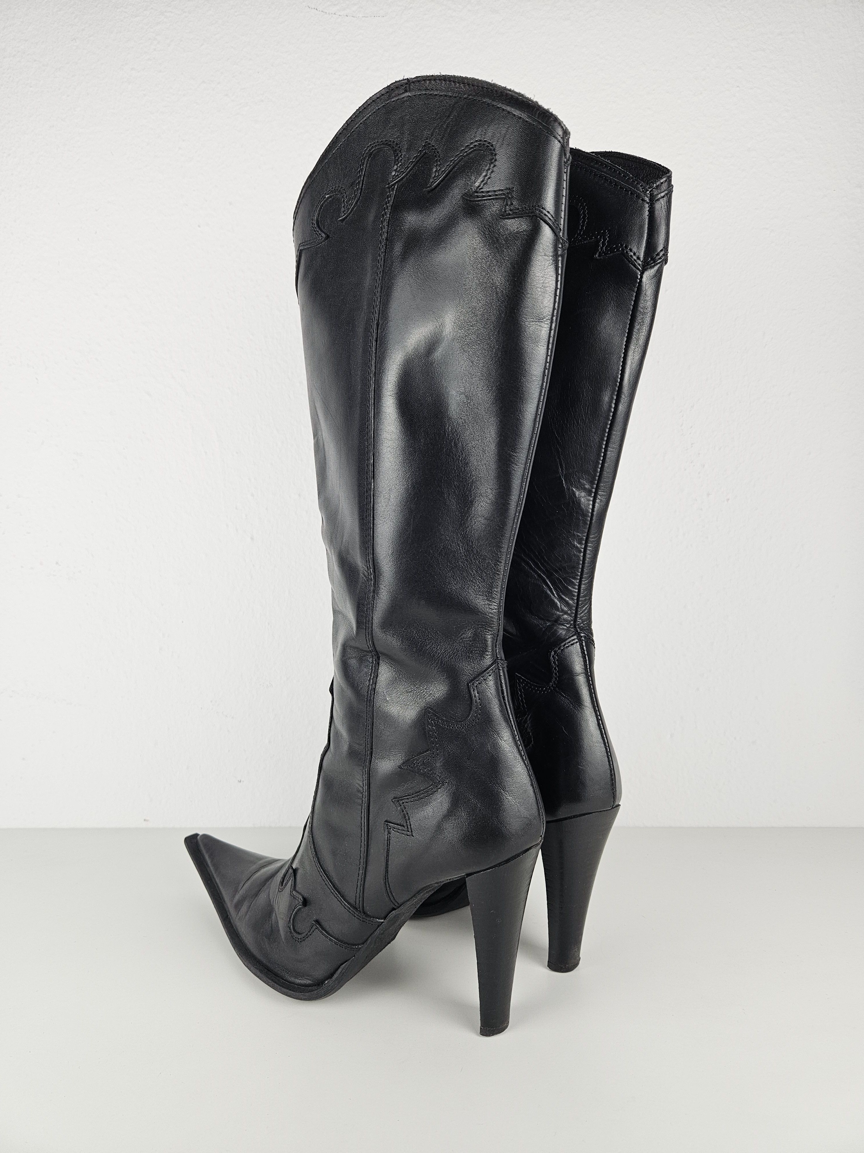 Vintage Vintage leather high heel pointed toe cowboy boots Size US 10 / IT 40 - 8 Thumbnail