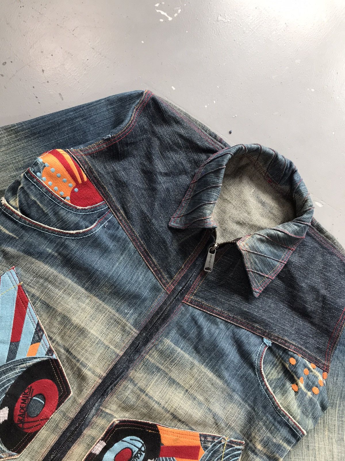 Designer × Vintage Vintage custom crazy patterns embroidered denim jacket Size US XXS / EU 40 - 5 Thumbnail
