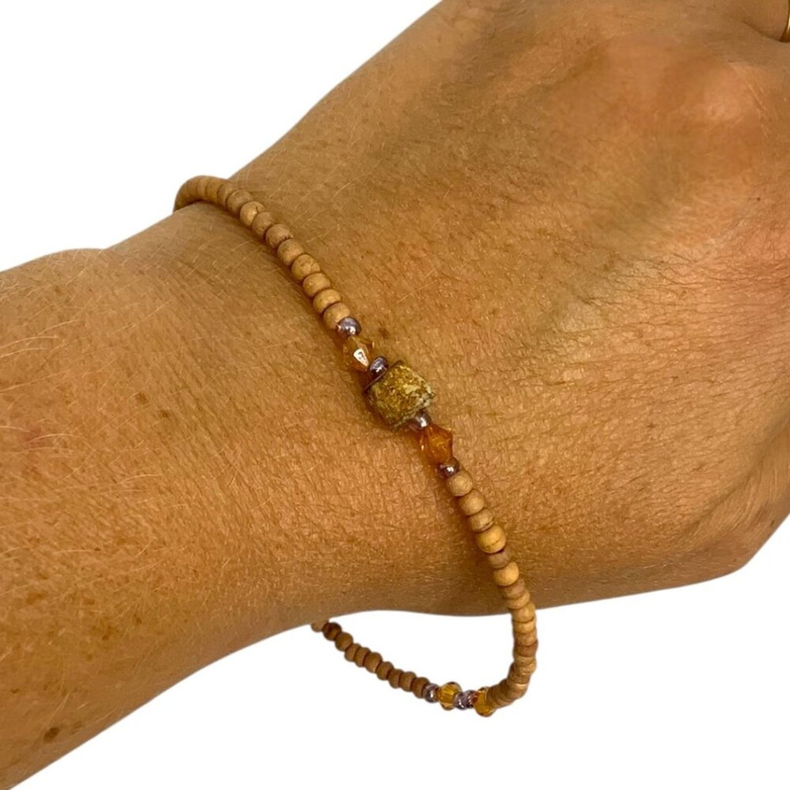 Other Vintage Tan Beaded Bracelet Size ONE SIZE - 4 Thumbnail