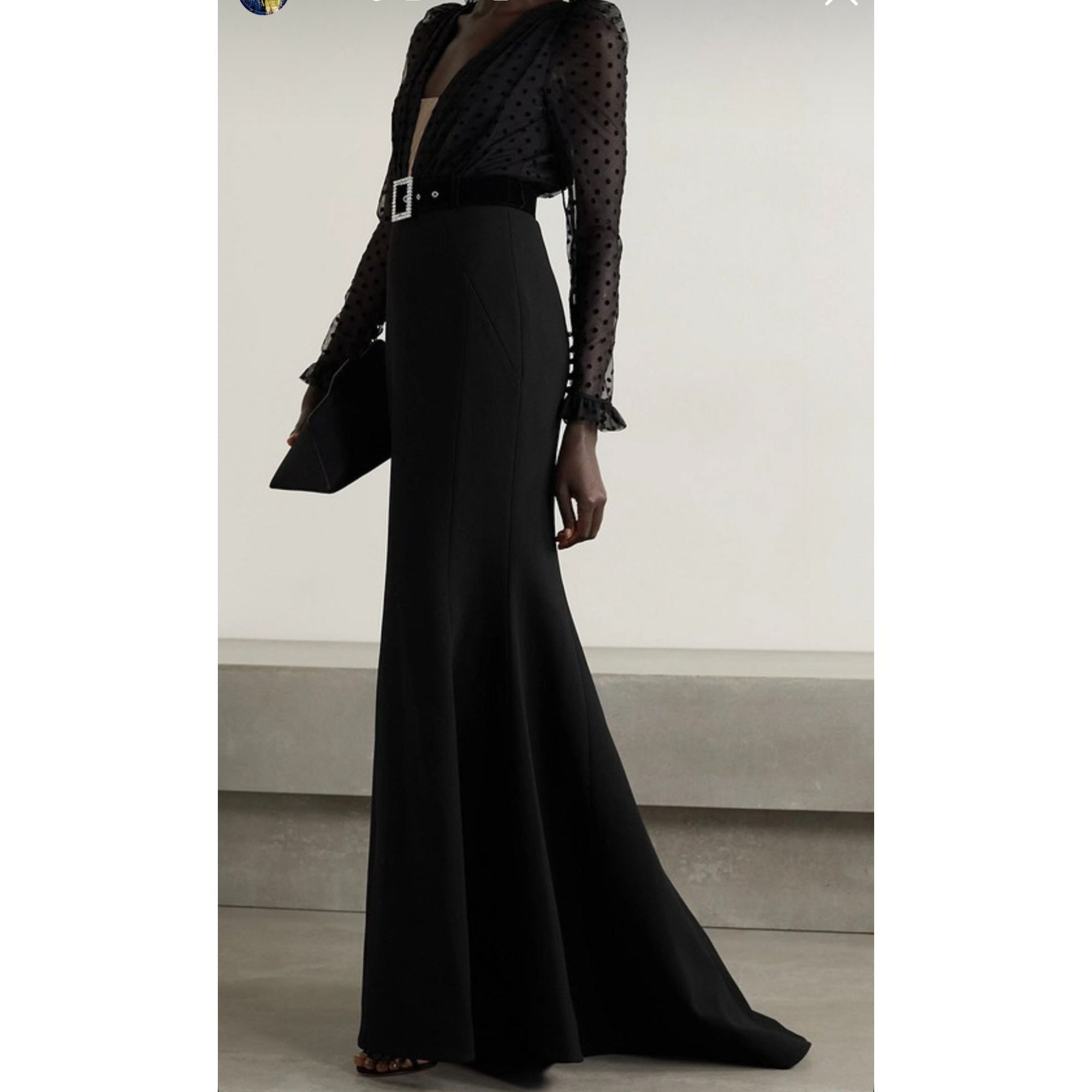 Other REBECCA VALLANCE Tiffany Belted Tulle Mermaid Gown Plunge Size XS / US 0-2 / IT 36-38 - 4 Thumbnail