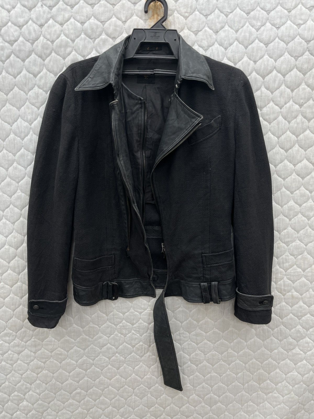 14th Addiction 🔥🔥ATO MATSUTOMO ASYMMETRICAL COTTON LEATHER BIKER JACKET Size S / US 4 / IT 40 - 3 Thumbnail