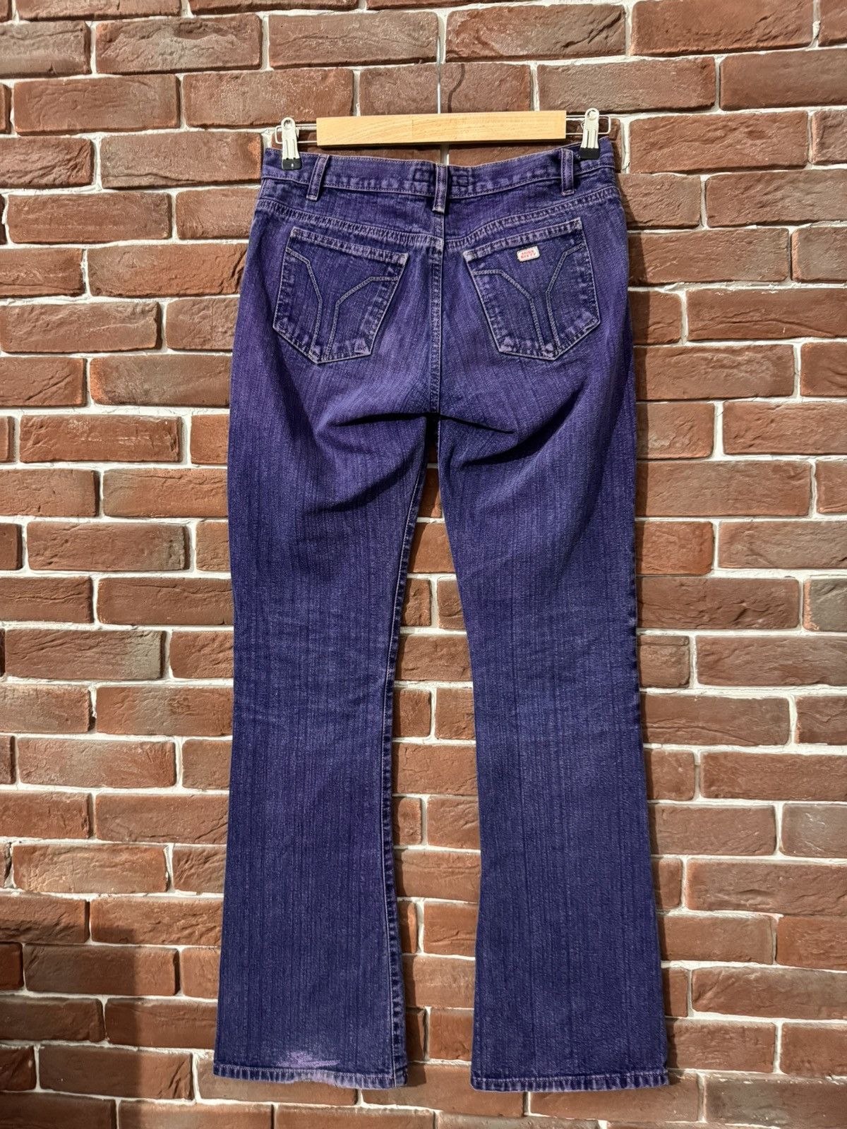 Japanese Brand Y2K Vintage Miss Sixty Jeans Purple Acid Wash Flared Low Ris Size 29" - 2 Thumbnail