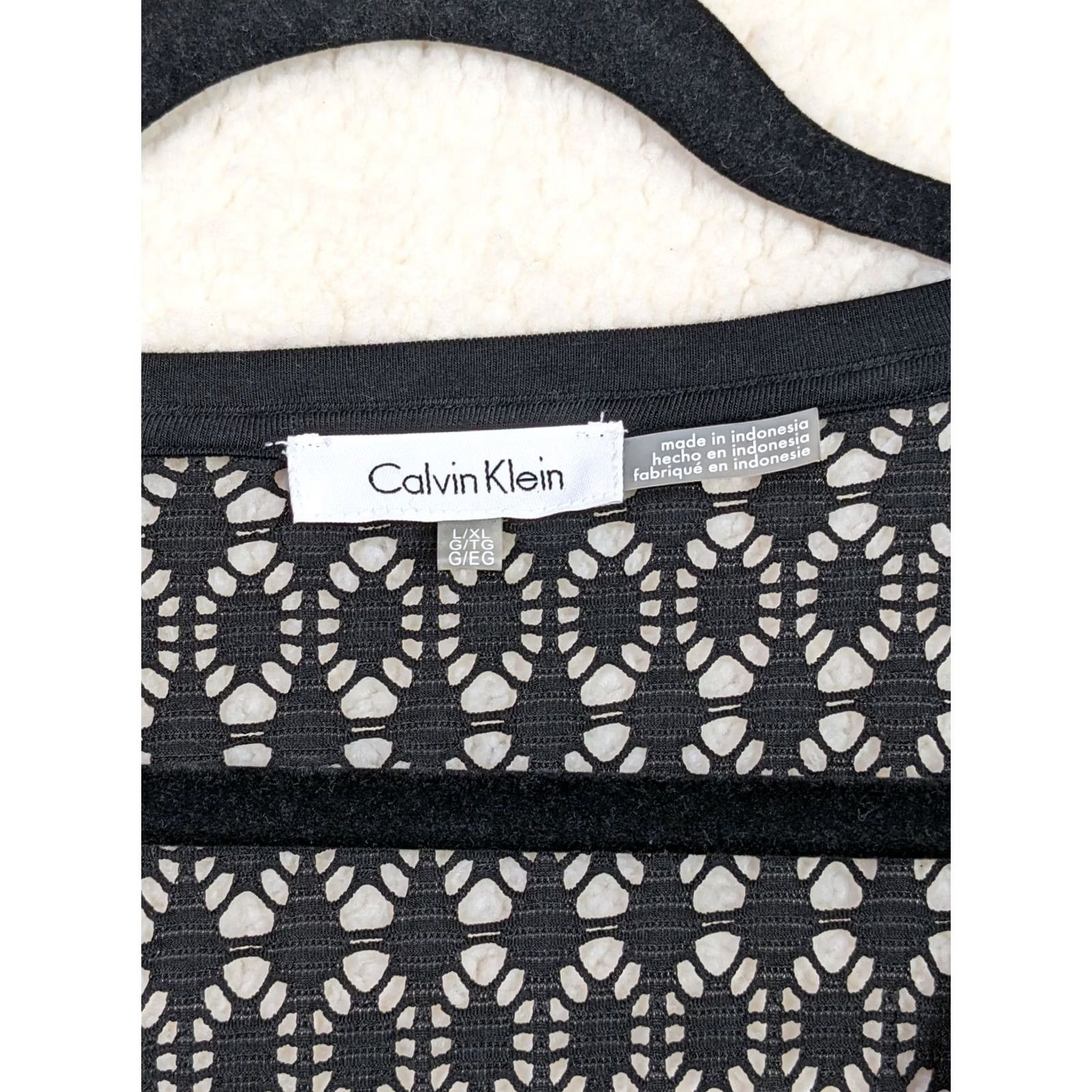 Calvin Klein Calvin Klein Women's Black crochet shoulder drawstrings waist mini dress L Size L / US 10 / IT 46 - 2 Thumbnail