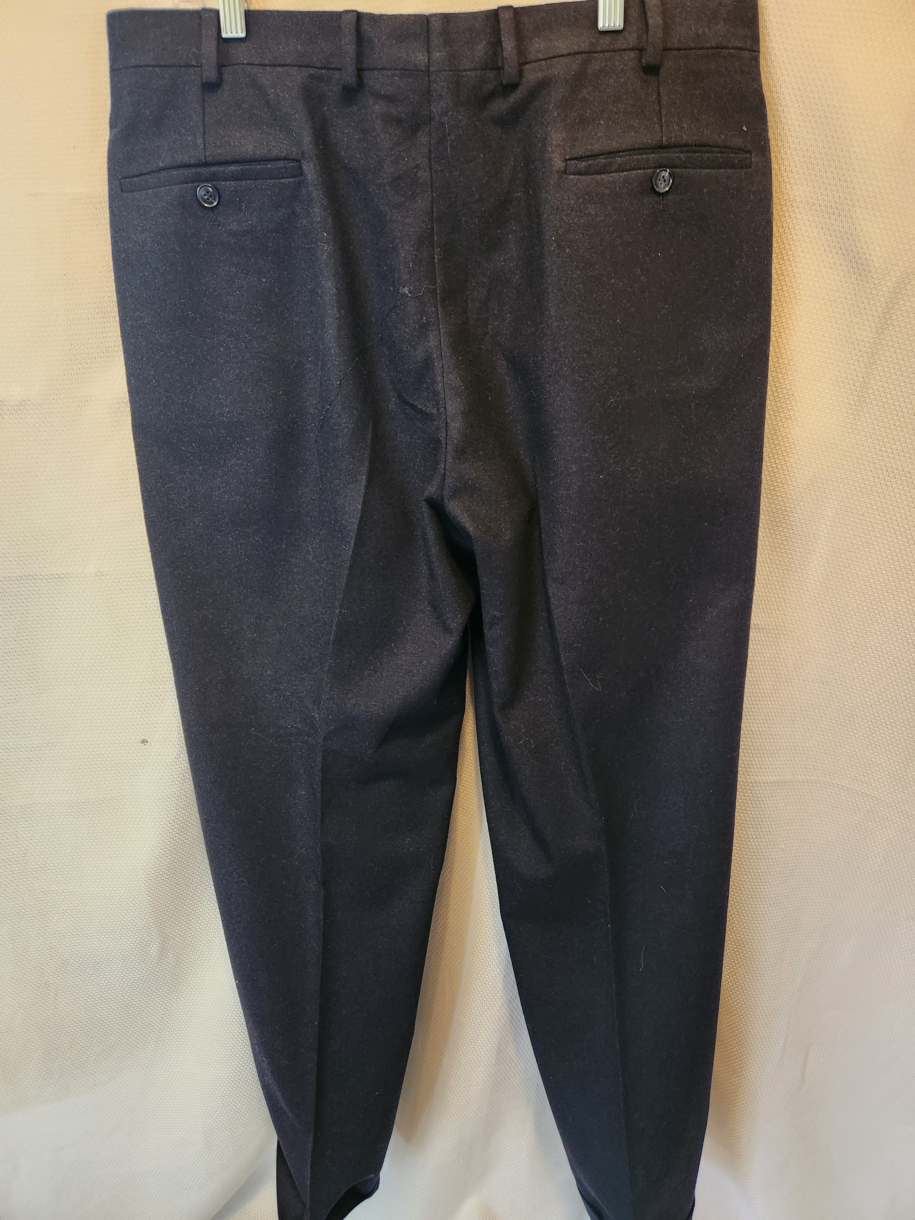 Samuelsohn Vintage 90's Navy Blue 100% Wool Pleated Dress Pants Size US 34 / EU 50 - 2 Thumbnail