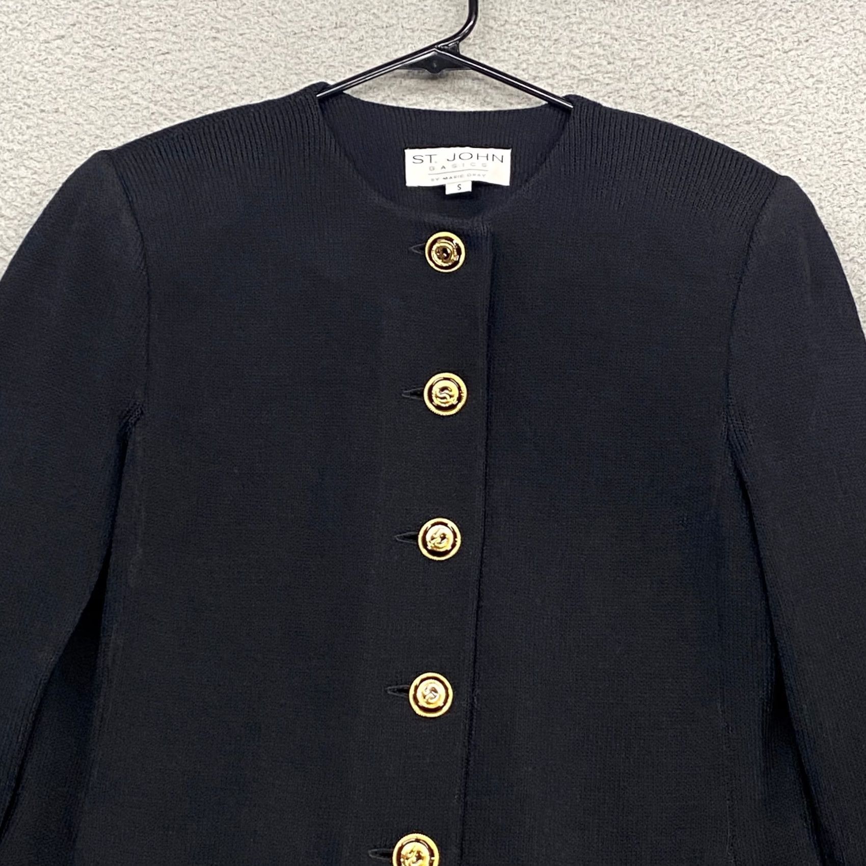 St. John St John Santana Knit Jacket Womens Small Black Gold Luxury Slit Size S / US 4 / IT 40 - 2 Thumbnail