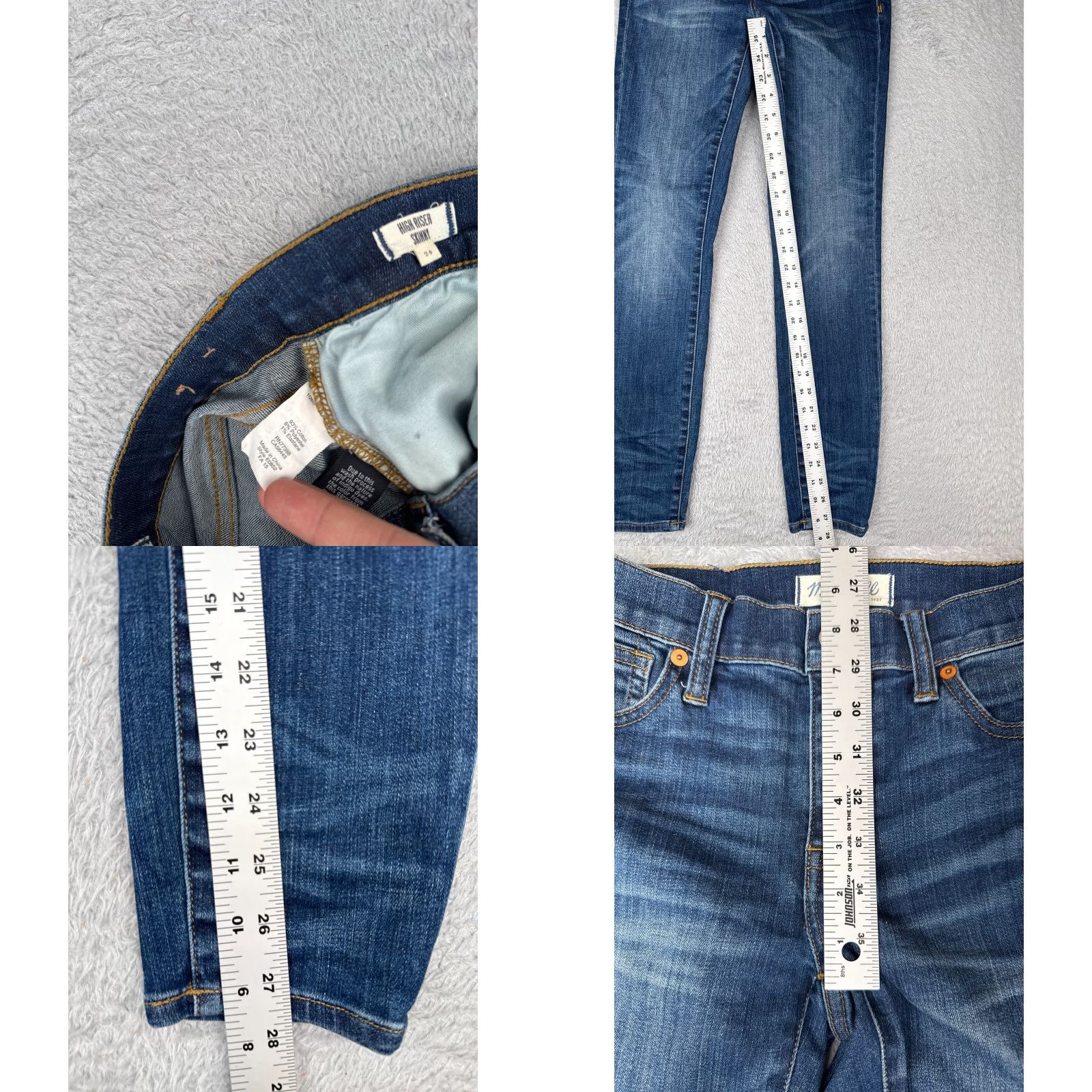 Madewell Madewell Jeans Womens 24 Blue Denim High Riser Skinny Cotton Blend Tapered 24x28 Size 42" / US 20 - 8 Thumbnail