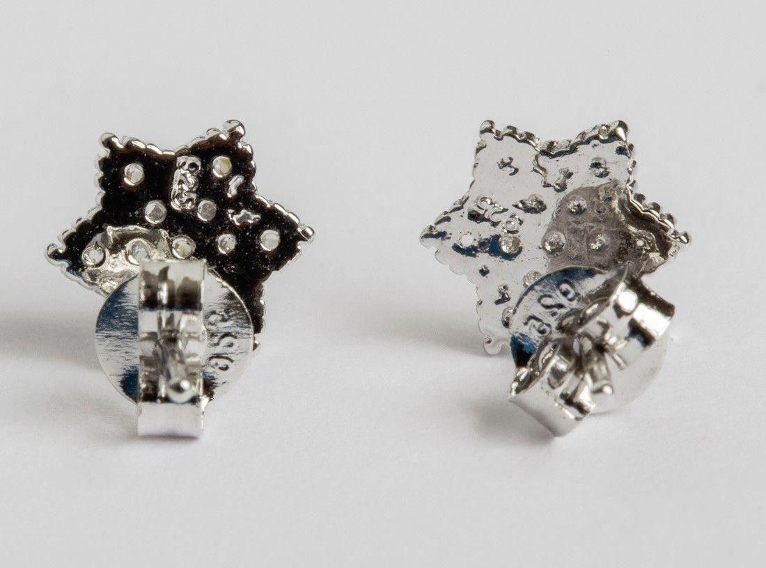 Designer Sterling Silver Pave Cubic Zirconia Star David Stud Earrings Size ONE SIZE - 3 Thumbnail