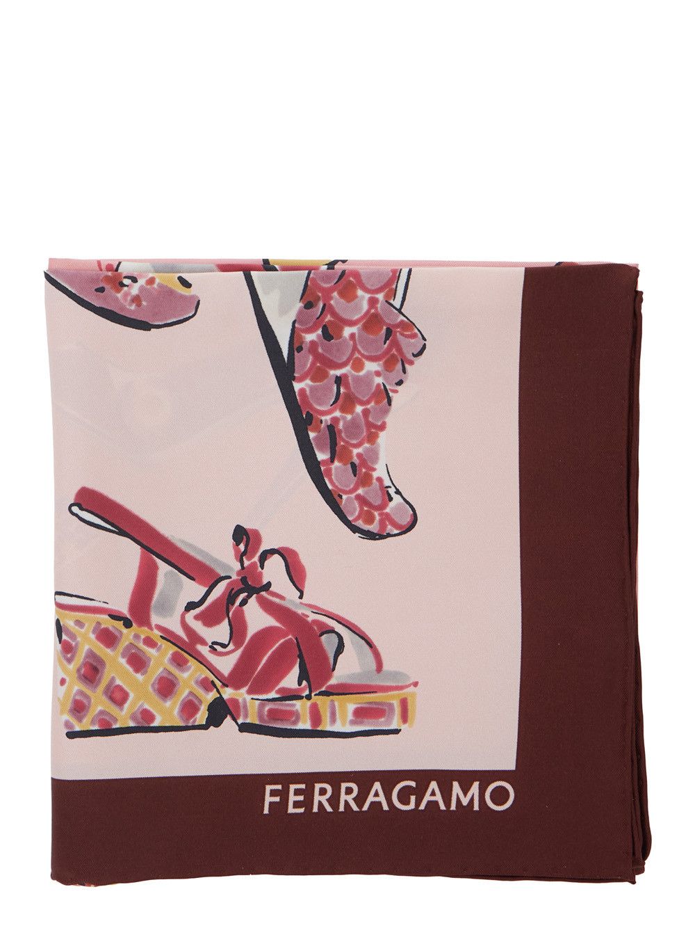 Salvatore Ferragamo Multicolor Scarf with All-Over Printed Motif and Logo Lettering In Silk for Women Size ONE SIZE - 1 Thumbnail