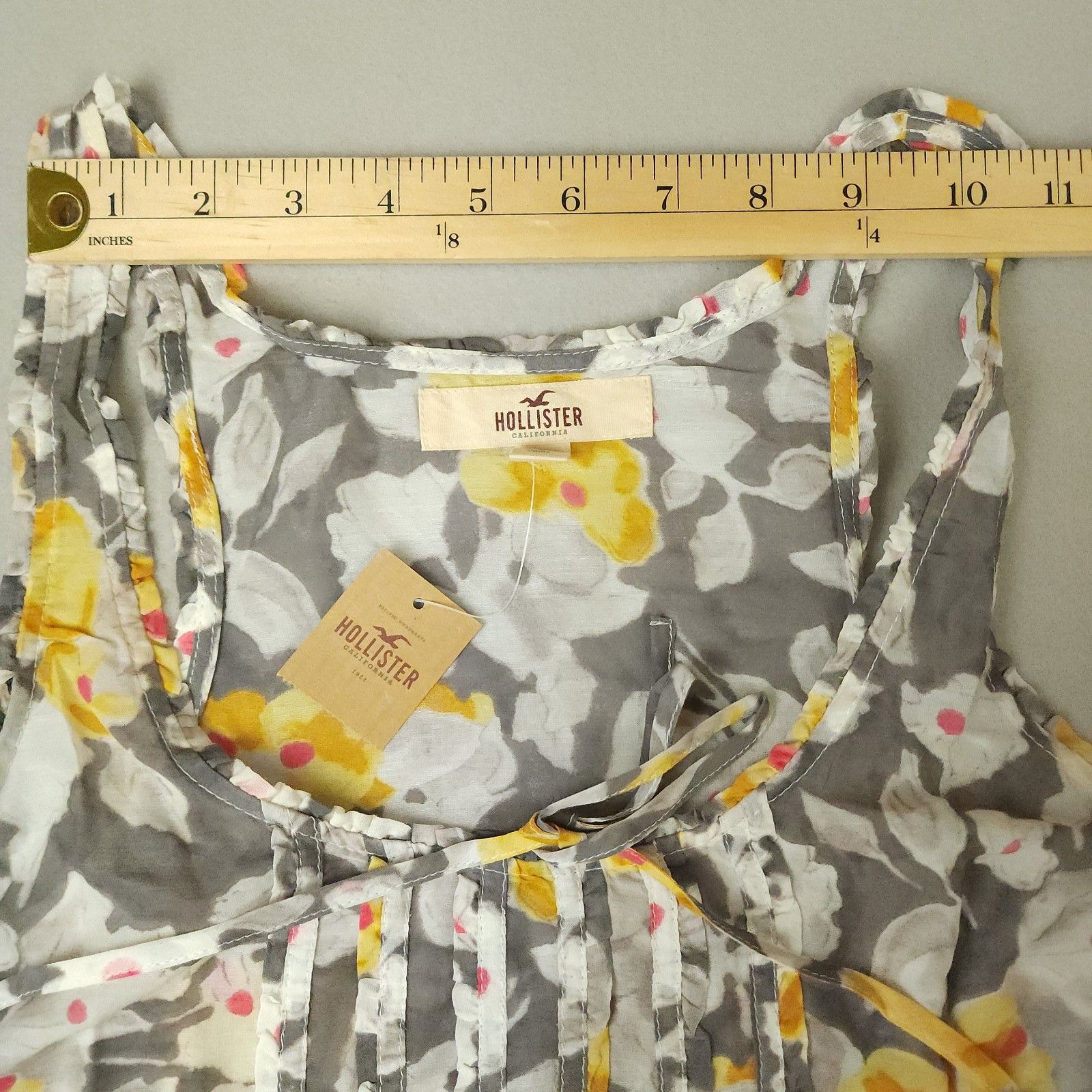 Hollister Hollister Bettys Floral Sheer Tank Top Large Yellow White Size L / US 10 / IT 46 - 5 Thumbnail