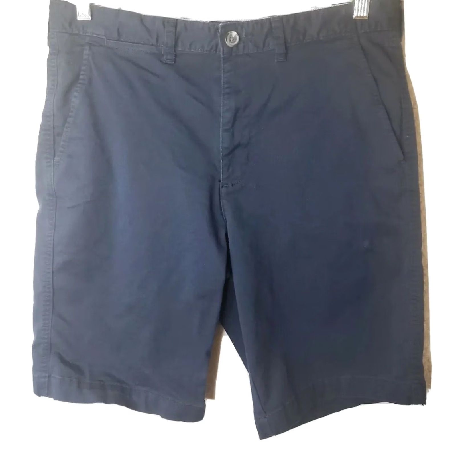 George George Shorts Men 32x10 Navy Blue Flat Front Stretch Moisture Wicking Casual Comfort Chino Inseam 10" Navy Mens Size US 32 / EU 48 - 2 Thumbnail