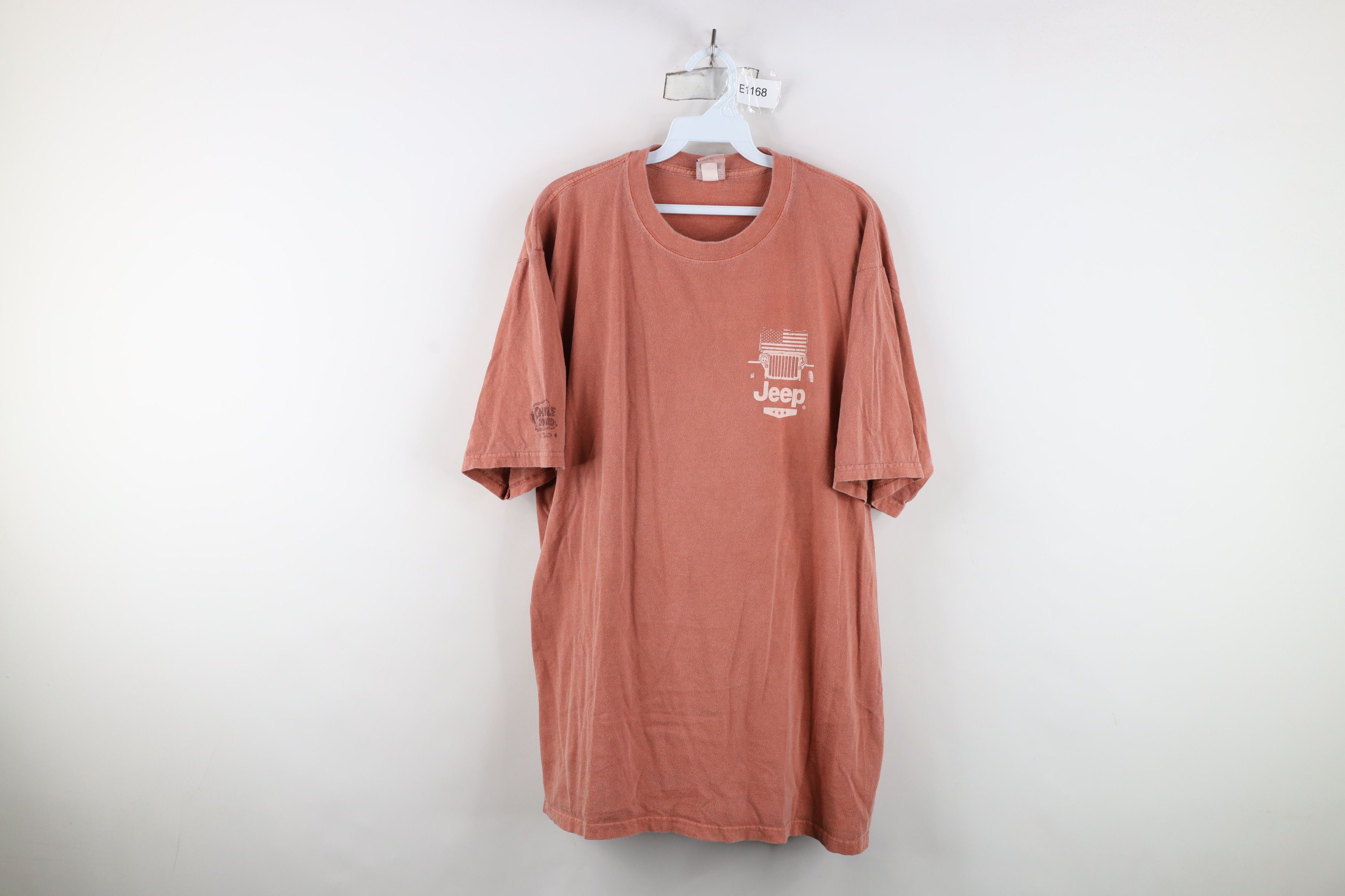 Vintage Vintage 90s Y2K Pigment Dye Jeep Motors T-Shirt Red Orange Size US L / EU 52-54 / 3 - 1 Thumbnail