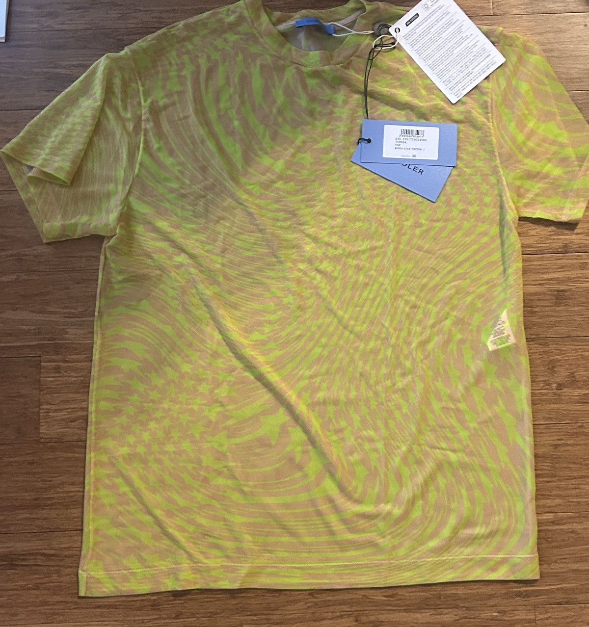 Mugler Mugler Star Semi-sheer Stretch Mesh T-shirt Size FR 36 Lime Size XS / US 0-2 / IT 36-38 - 6 Thumbnail