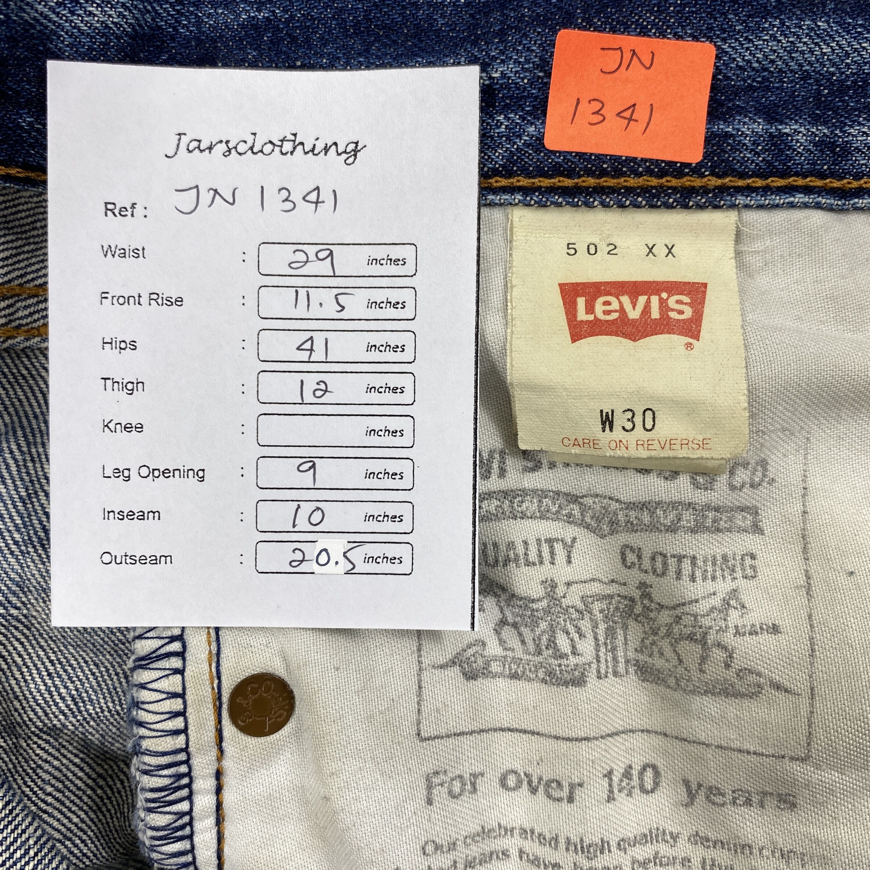Levi's Redline Vintage Levi's Big E Jeans 502xx 29x10 Denim -JN1341 Size US 29 - 6 Thumbnail