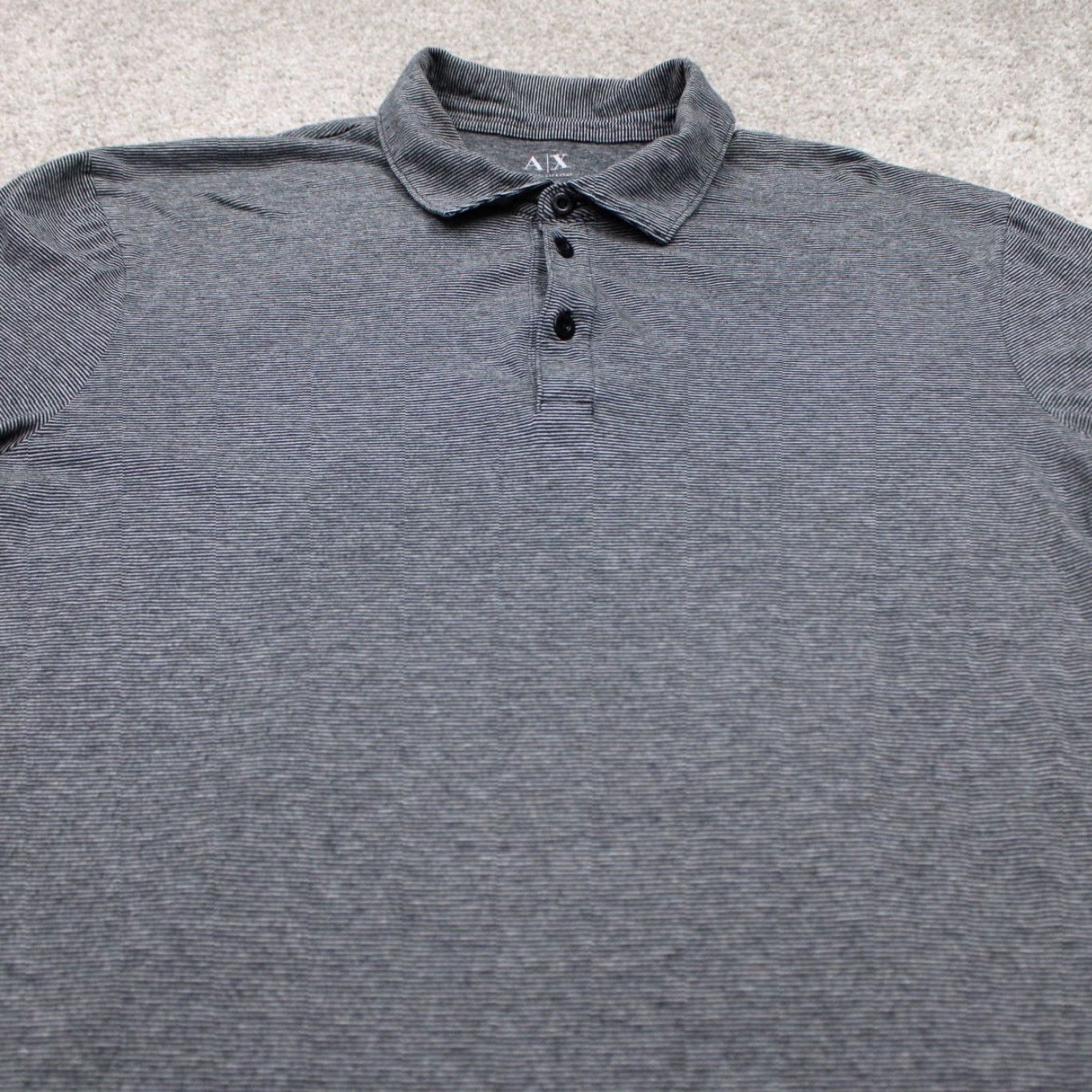 Armani Exchange Armani Exchange A/X Polo Shirt Mens XL Gray/Black Striped Short Sleeve Pullover Size US XL / EU 56 / 4 - 5 Thumbnail