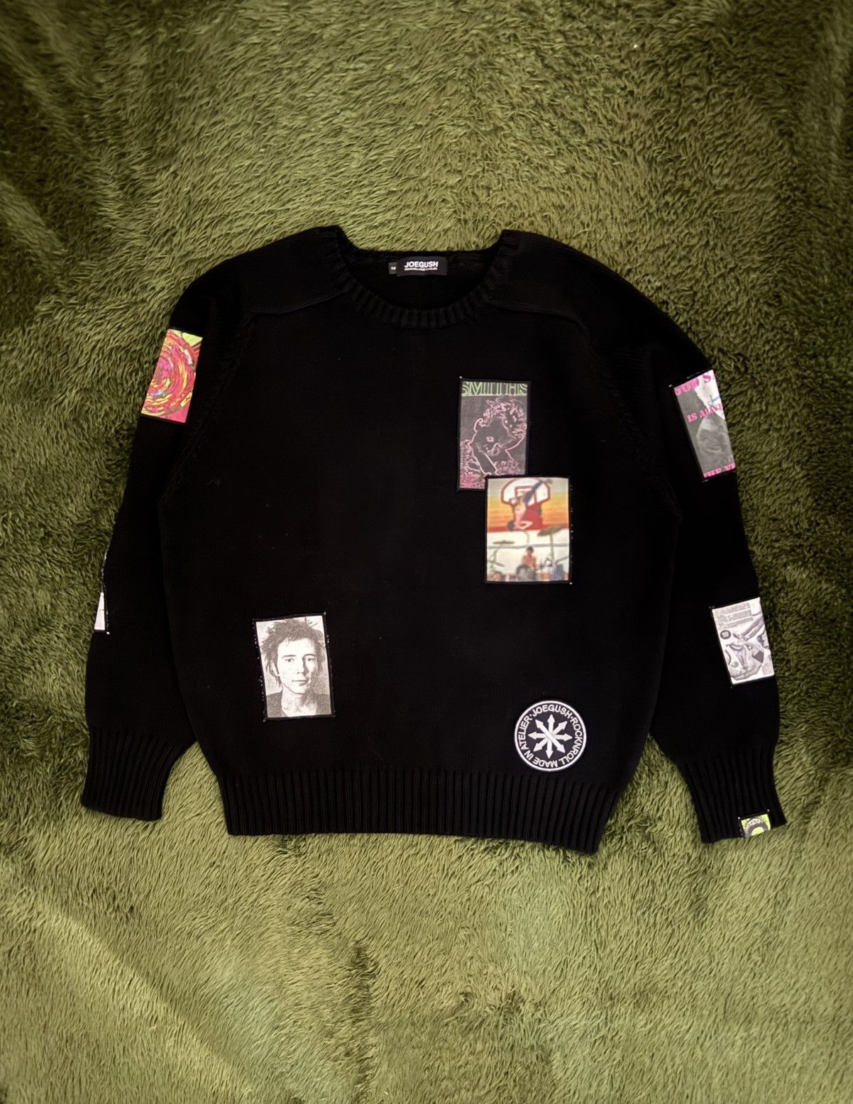 Japanese Brand [2] JOEGUSH Patch Single Pullover Knit (Black) Size US XL / EU 56 / 4 - 1 Thumbnail