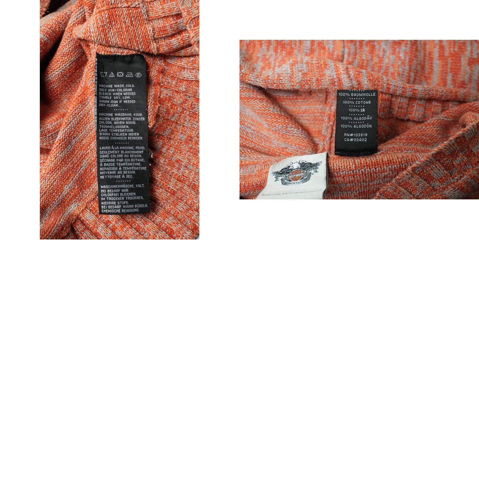 Harley Davidson HARLEY-DAVIDSON Jumper Women's XL Zipped Up Knitted Melange Orange Peach Hoodie Size XL / US 12-14 / IT 48-50 - 8 Thumbnail
