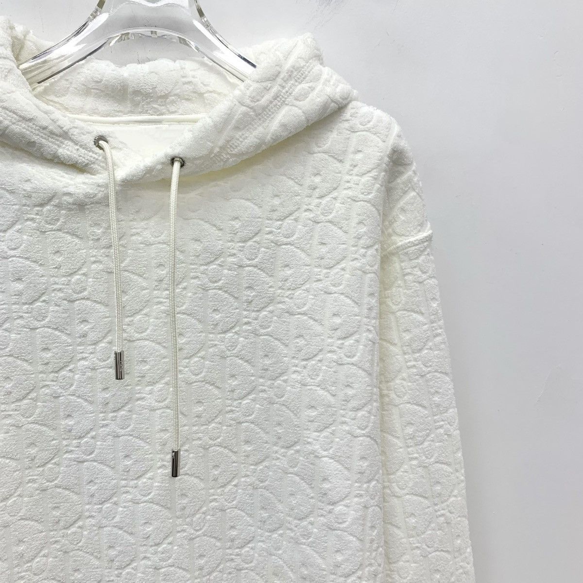 Dior Dior White All Over Logo Jacquard Hooded Sweatshirt K26WX Size US S / EU 44-46 / 1 - 3 Thumbnail