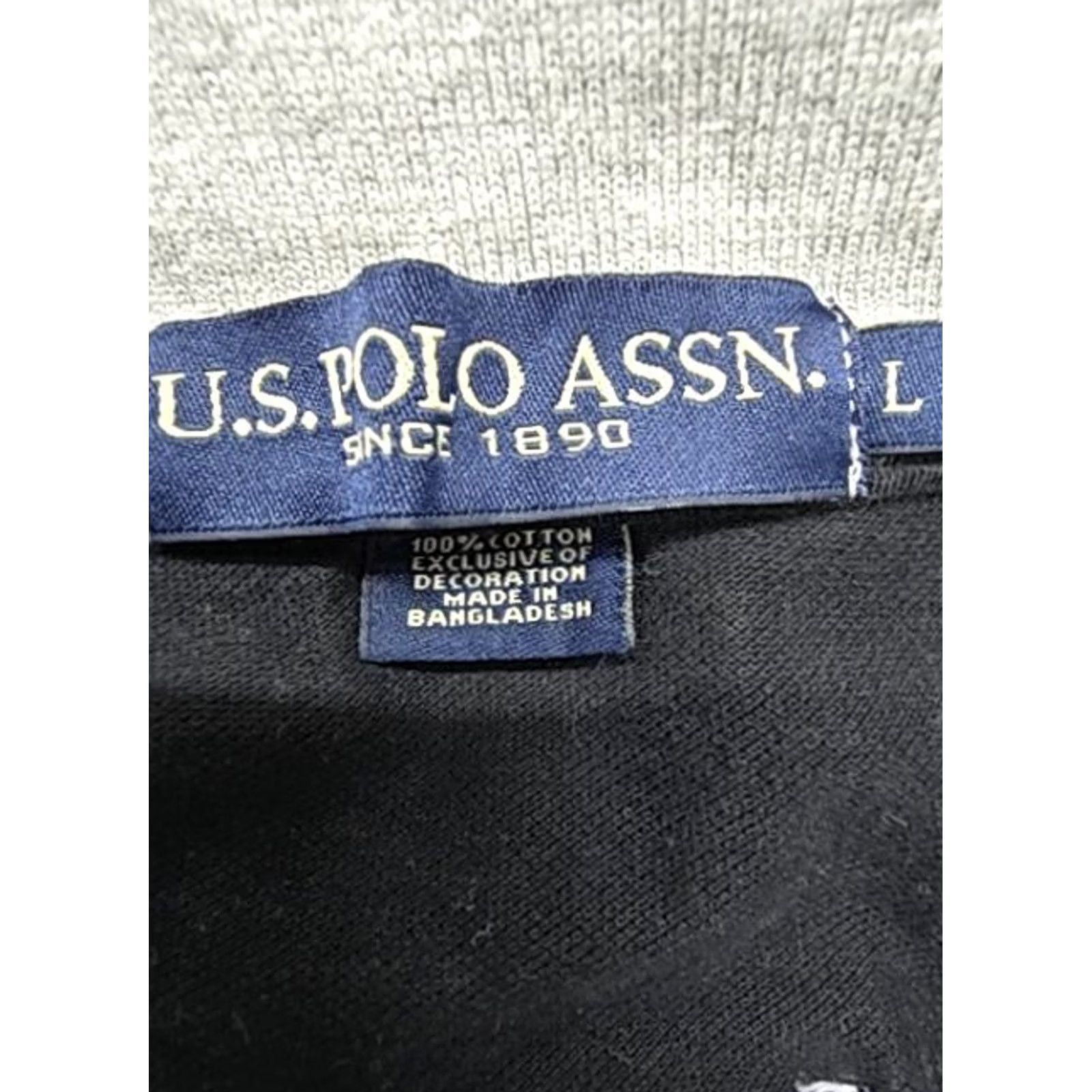 U.S. Polo Assn. U.S. Polo Assn Boys Black Colorblock Polo Shirt L Cotton Breathable Pockets Size US L / EU 52-54 / 3 - 4 Thumbnail