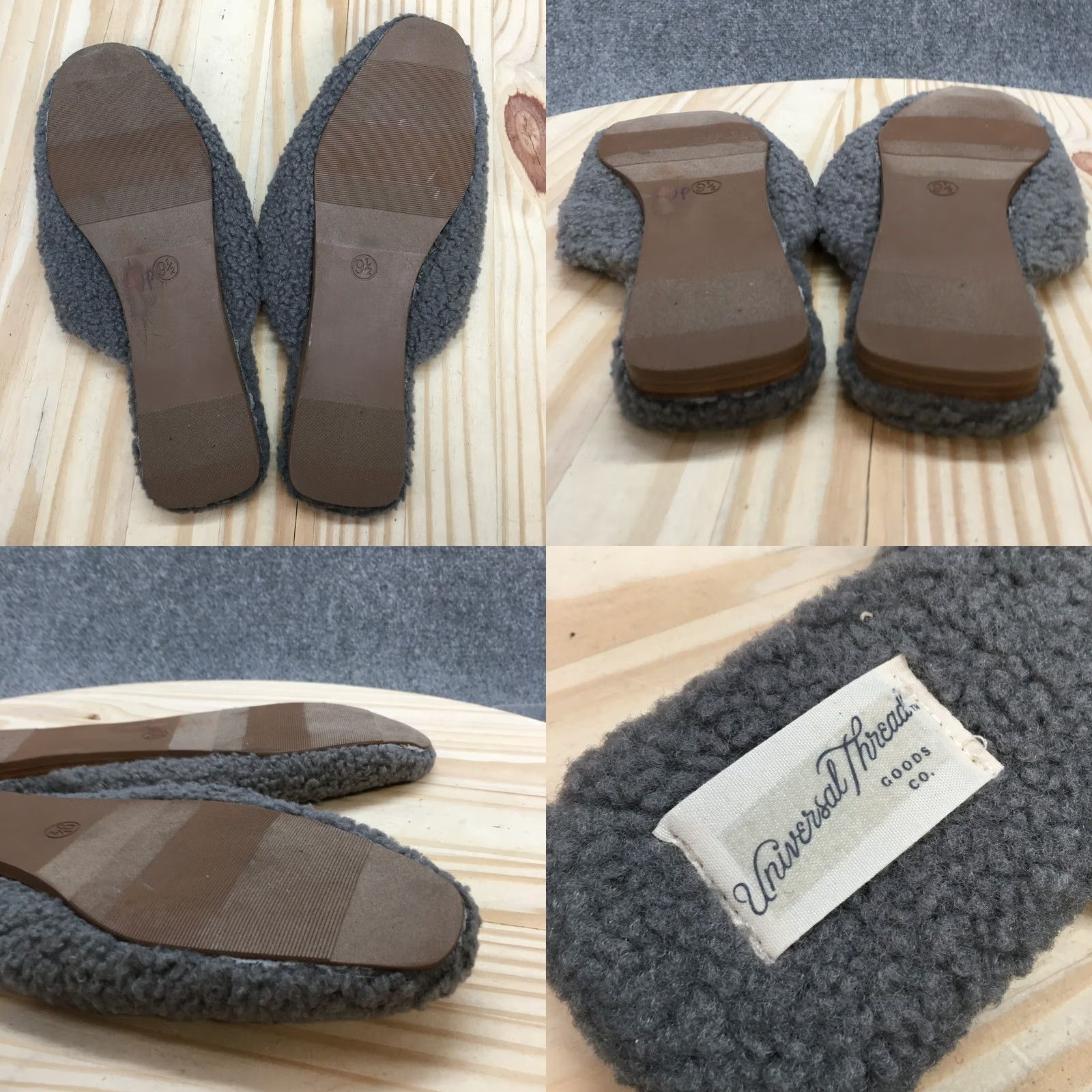 Vintage Universal Thread Slippers Womens 9.5 Margot Mules Gray Faux Fur Comfort Slip On Size ONE SIZE - 8 Thumbnail