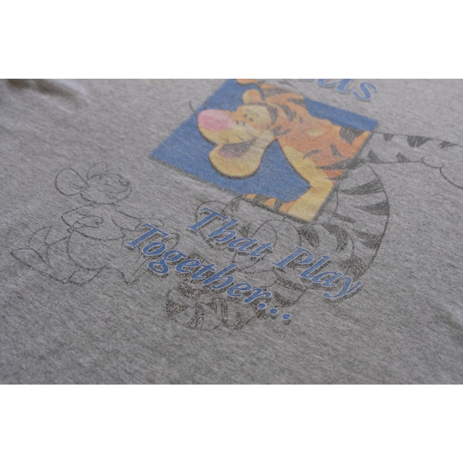 Disney VINTAGE Disney T-Shirt Mens XL 90s Cartoon Tigger Friends That Stay Together Gray Cotton Short Sleeve Crew Neck Graphic Print Size US XL / EU 56 / 4 - 6 Thumbnail