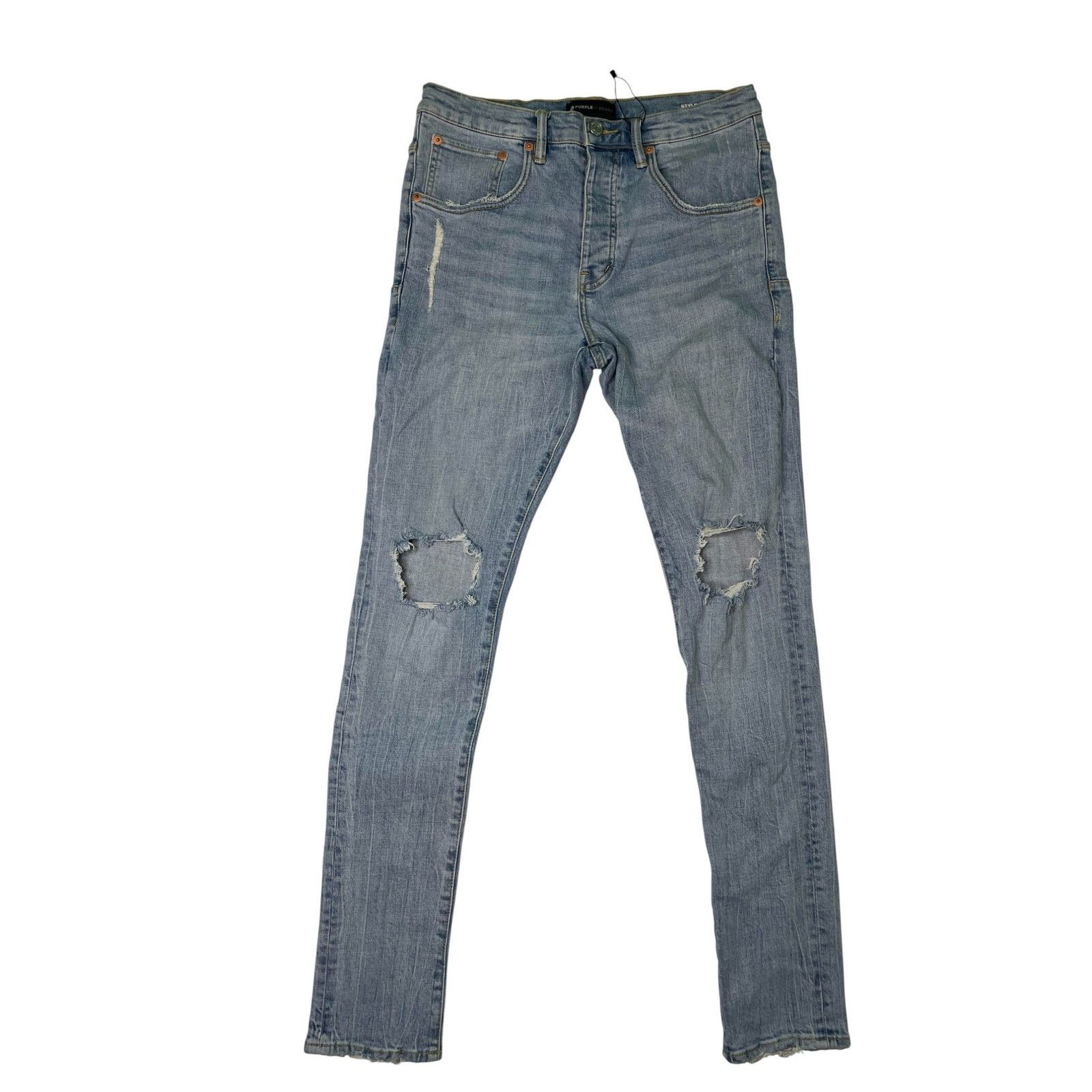 Purple Brand Purple Brand Knee Ripped Light Wash Jeans Size US 32 / EU 48 - 1 Thumbnail