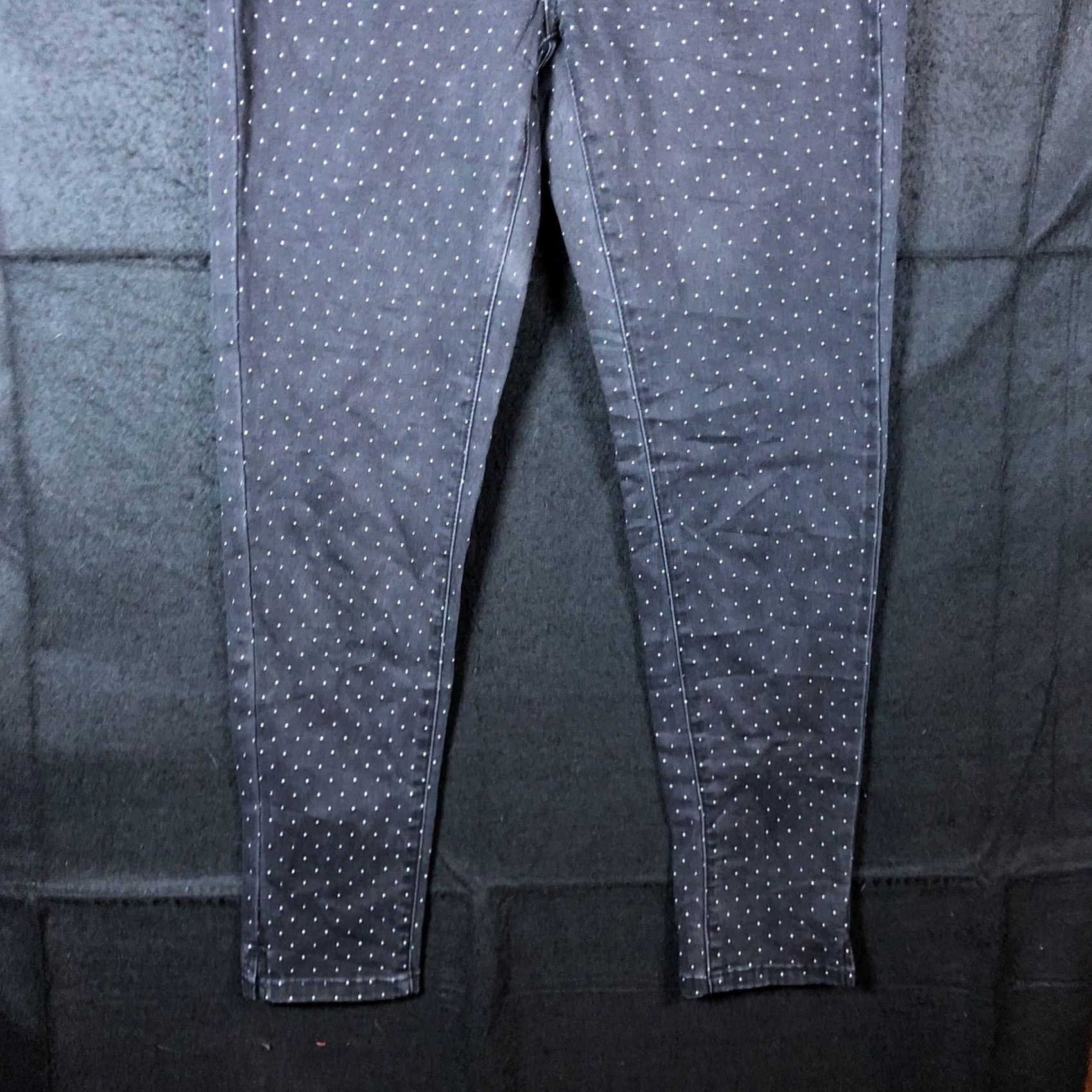 Vintage Kancan Jeans Womens Black White Dotted Denim Mid Rise Skinny Stretch 9 Inseam 27 5-Pocket Design Zip Button Size 9 Size 28" / US 6 / IT 42 - 3 Thumbnail
