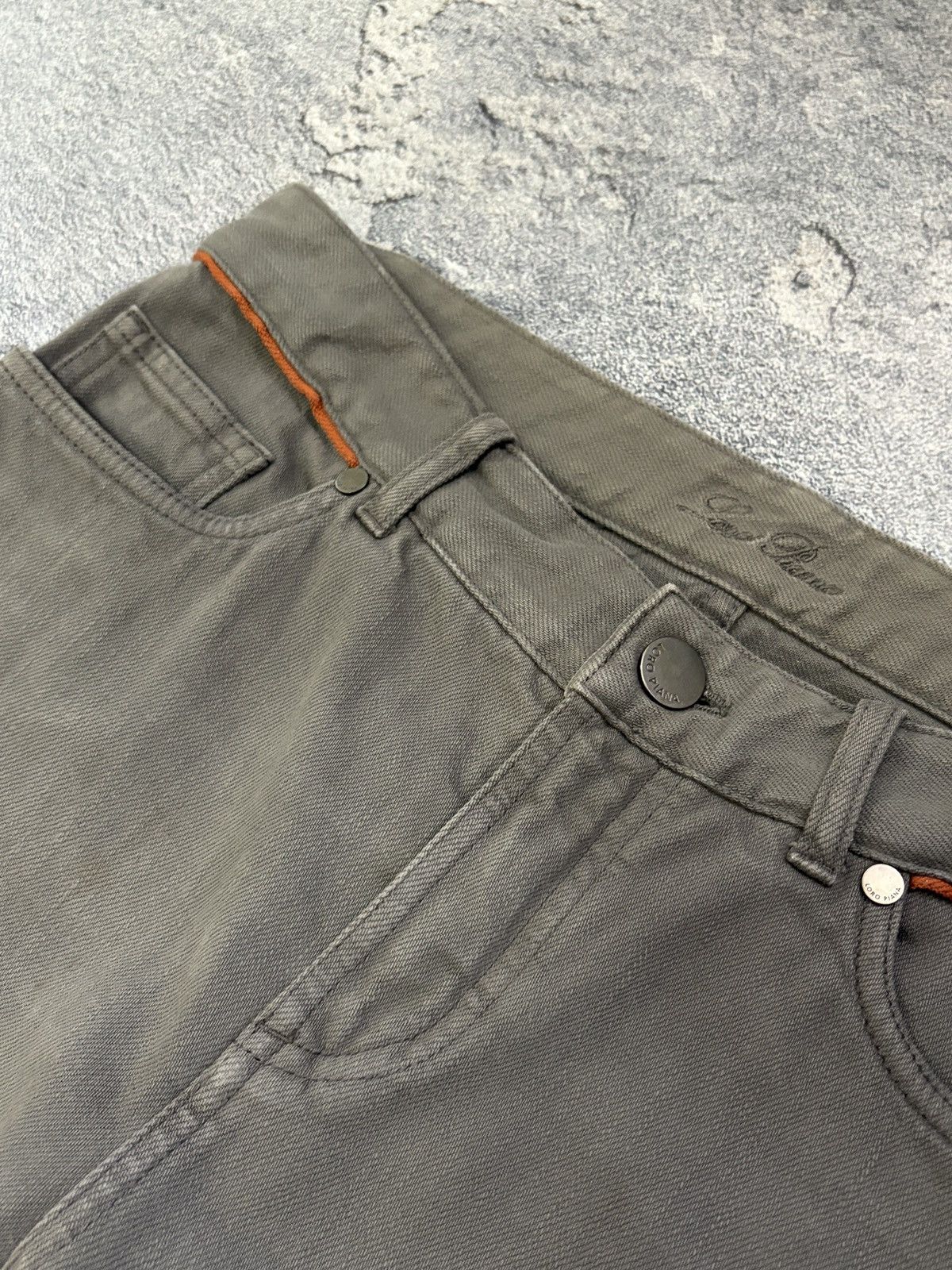 Loro Piana LORO PIANA Luxury Grey Straight Pants Orange Trim IT 40 Size 27" / US 4 / IT 40 - 4 Thumbnail