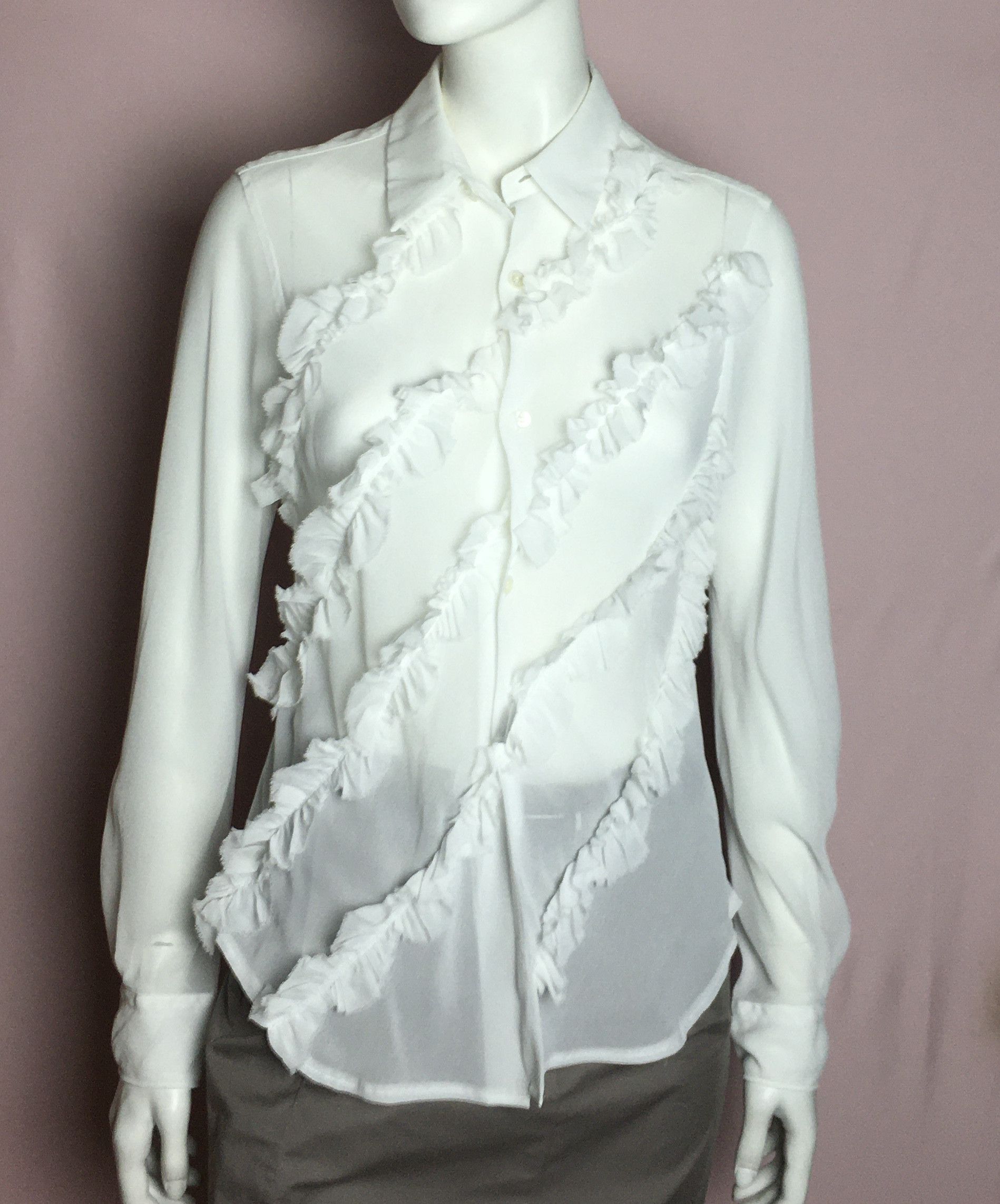 Comme des Garcons COMME des GARCONS Bias Ruffled Blouse Shirt White M Size M / US 6-8 / IT 42-44 - 5 Thumbnail