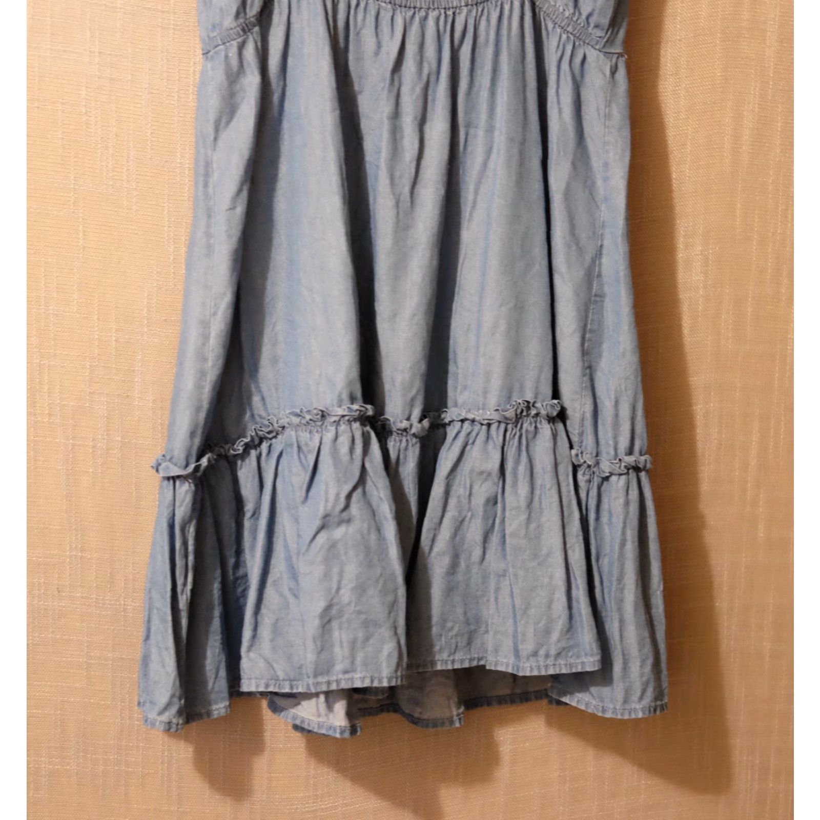 Vintage EUC Blu Pepper Kellie Chambray Mini Dress Blue Tiered Womens Size M #A1-109 Size M / US 6-8 / IT 42-44 - 6 Thumbnail