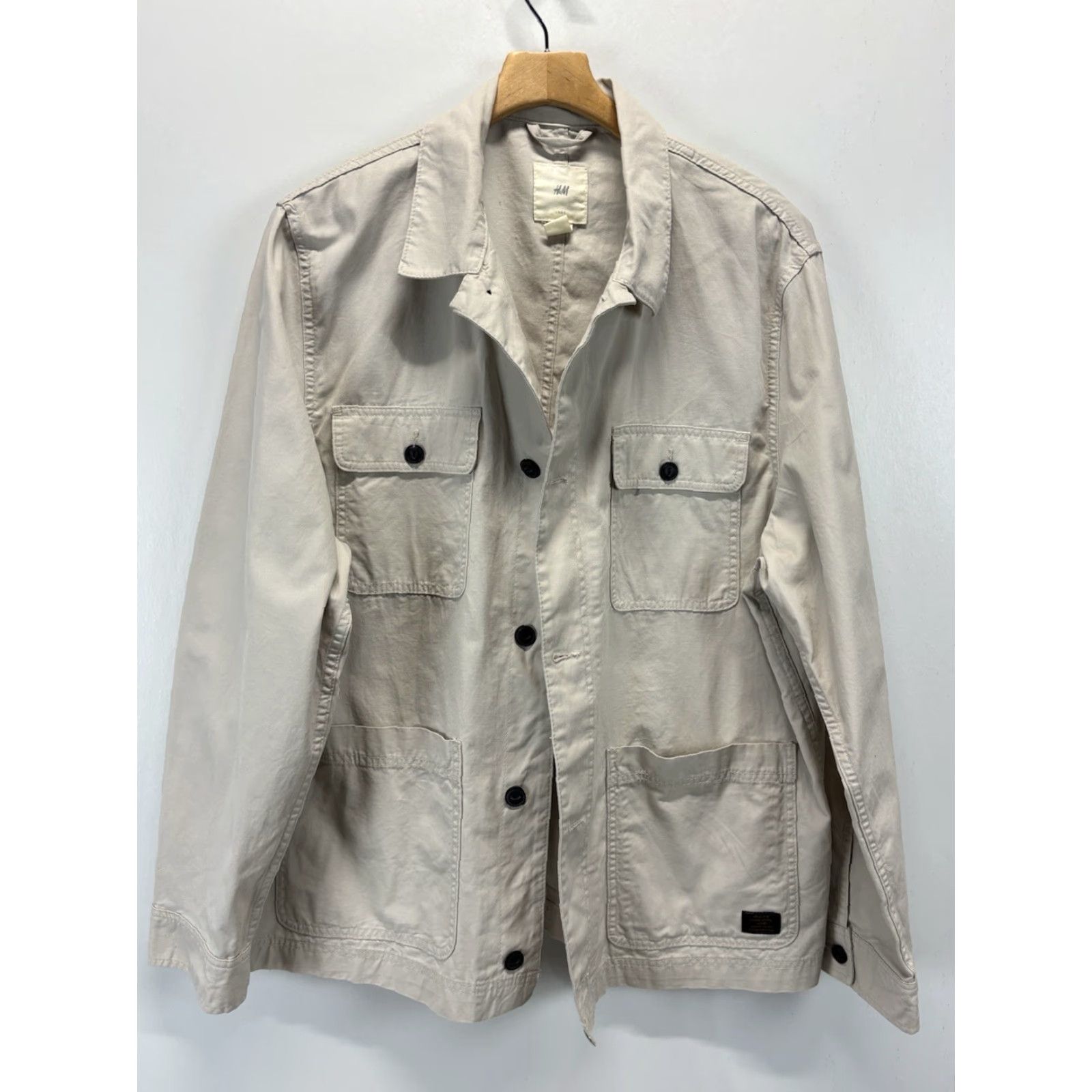 H&M VINTAGE H&M Men's Field Jacket XL Beige Cotton Casual Utility Safari Unlined Fall Spring Size US XL / EU 56 / 4 - 5 Thumbnail