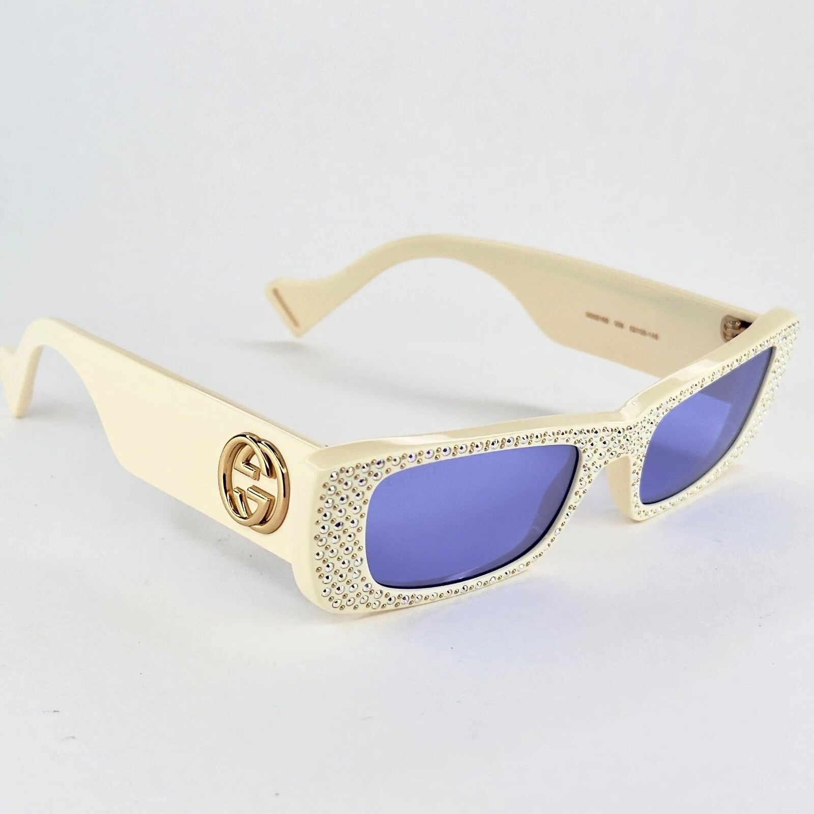 Gucci GUCCI GG0516S 0516 Ivory Lilac Crystal Geometric Sunglasses Size ONE SIZE - 12 Thumbnail