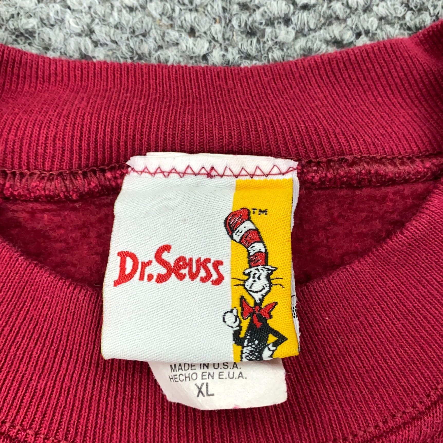 Vintage VINTAGE Dr Seuss Sweatshirt Mens XL Crew Neck Maroon Red Sam I Am Green Eggs & Ham USA 90s Cartoon Funny Pullover Sweatshirt Mens Size US XL / EU 56 / 4 - 3 Thumbnail