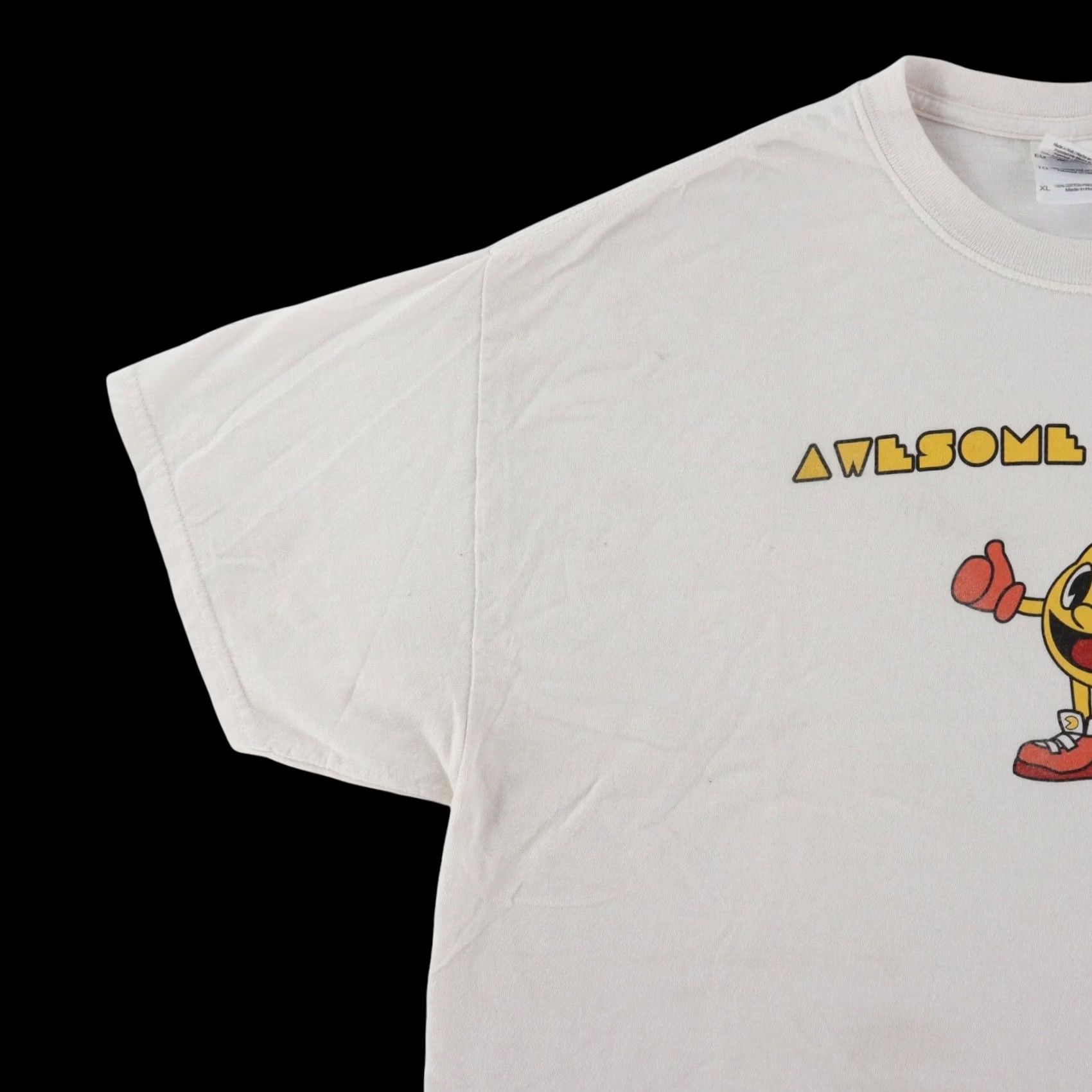 Gildan VINTAGE Pac Man Awesome 80s Run TShirt XL White Gildan Shirt Mens 80s Retro American Size US XL / EU 56 / 4 - 5 Thumbnail
