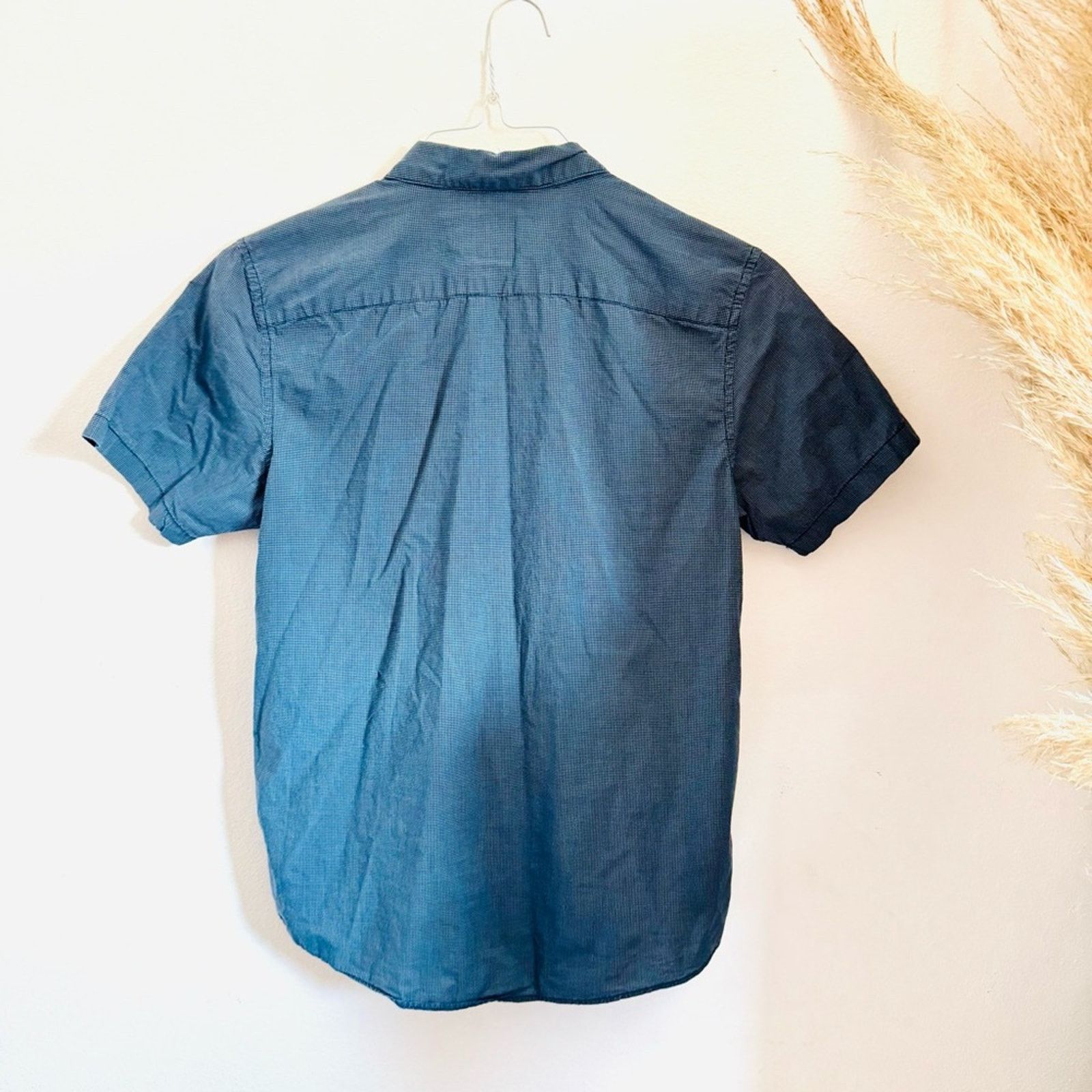 RVCA RVCA Dark Navy Blue White Square Button Short Sleeve Shirt Size US S / EU 44-46 / 1 - 9 Thumbnail