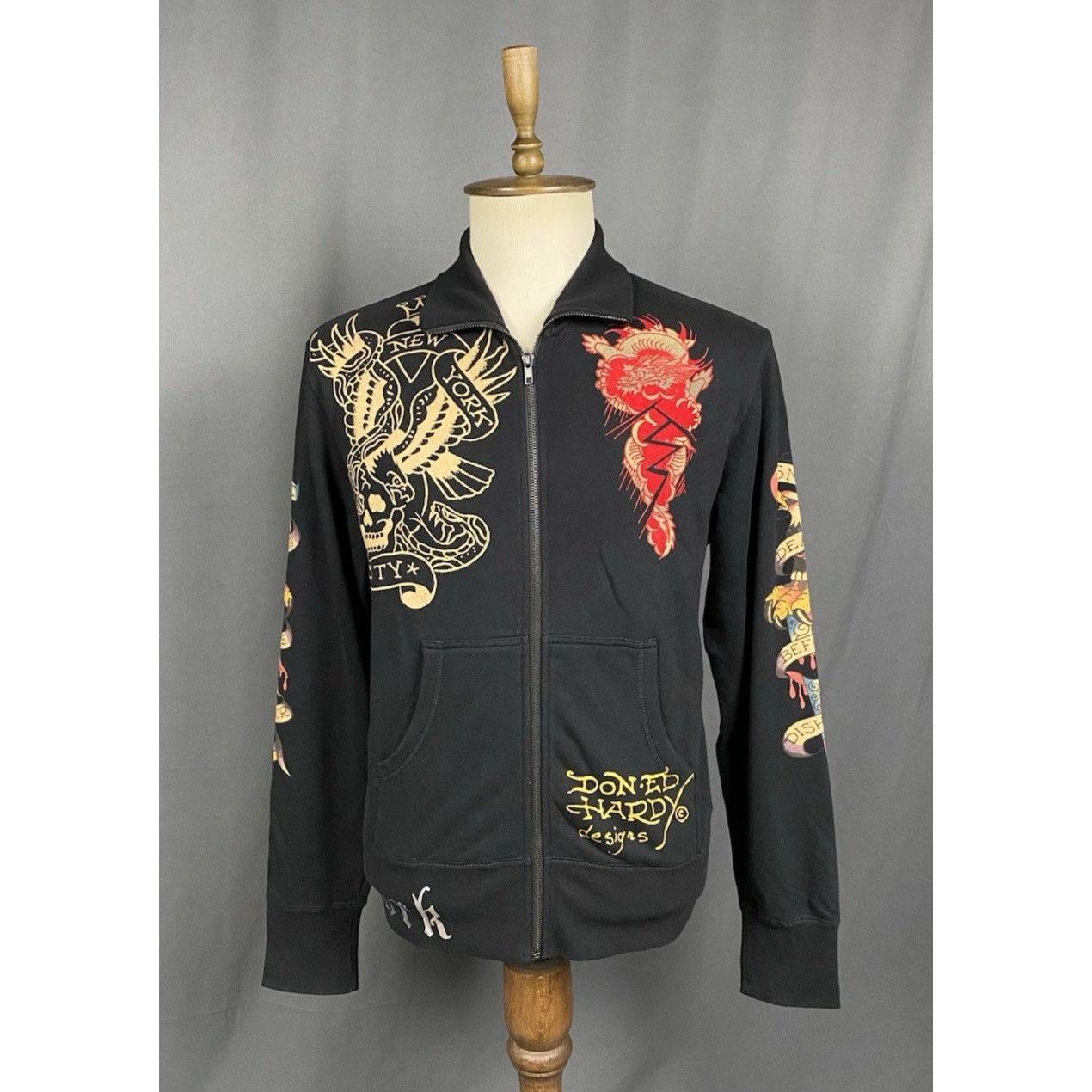 Ed Hardy MINT! Ed Hardy Big Logo Men's Black Full Zip Sweater Size M Size US M / EU 48-50 / 2 - 1 Thumbnail