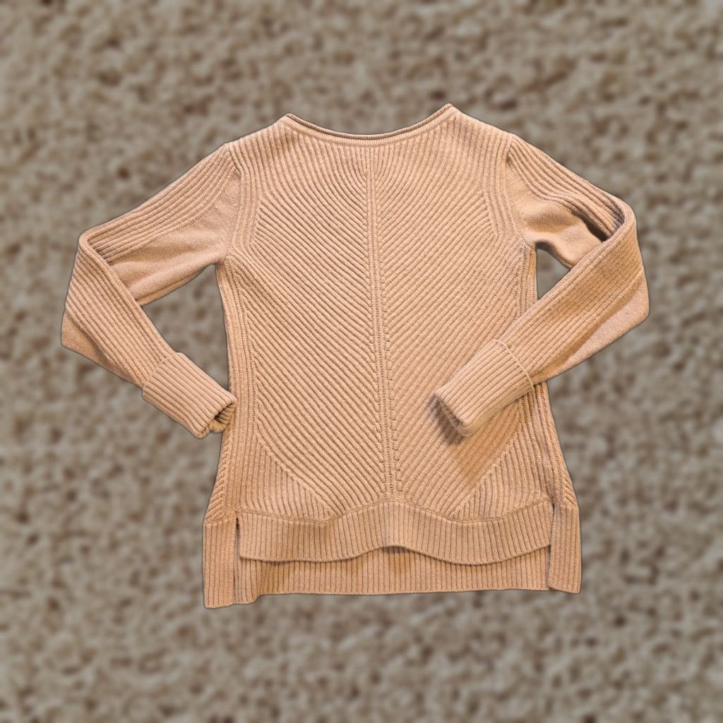 Vince Vince Sweater Womens Size Medium Beige Brown Wool Cashmere Ribbed Pullover Casual Wide Ribbed Knit Size M / US 6-8 / IT 42-44 - 1 Thumbnail
