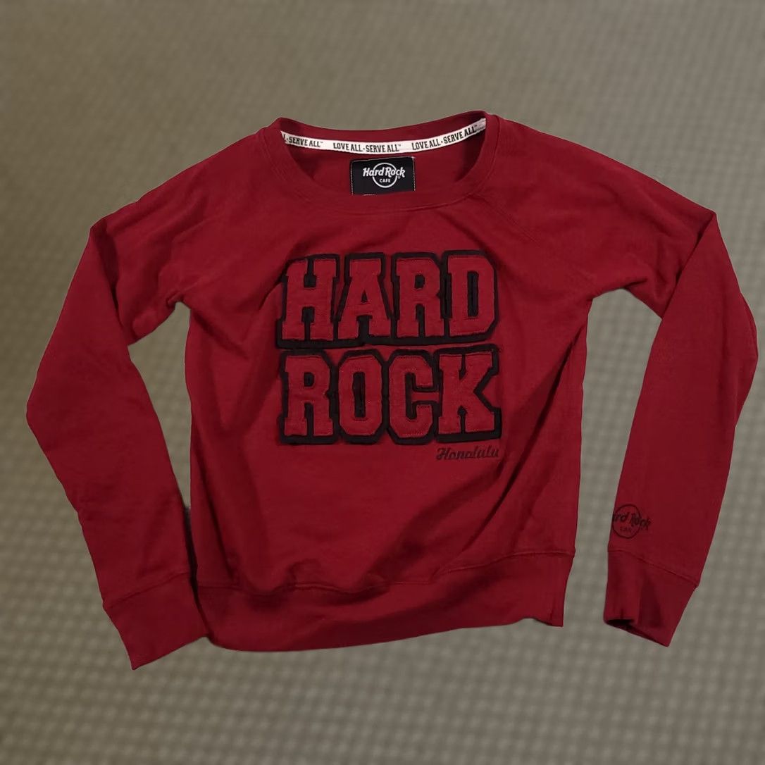Hard Rock Cafe Hard Rock Cafe Sweatshirt Womens Red Crop Crewneck Honolulu Embroidered Pullover Size M / US 6-8 / IT 42-44 - 1 Thumbnail