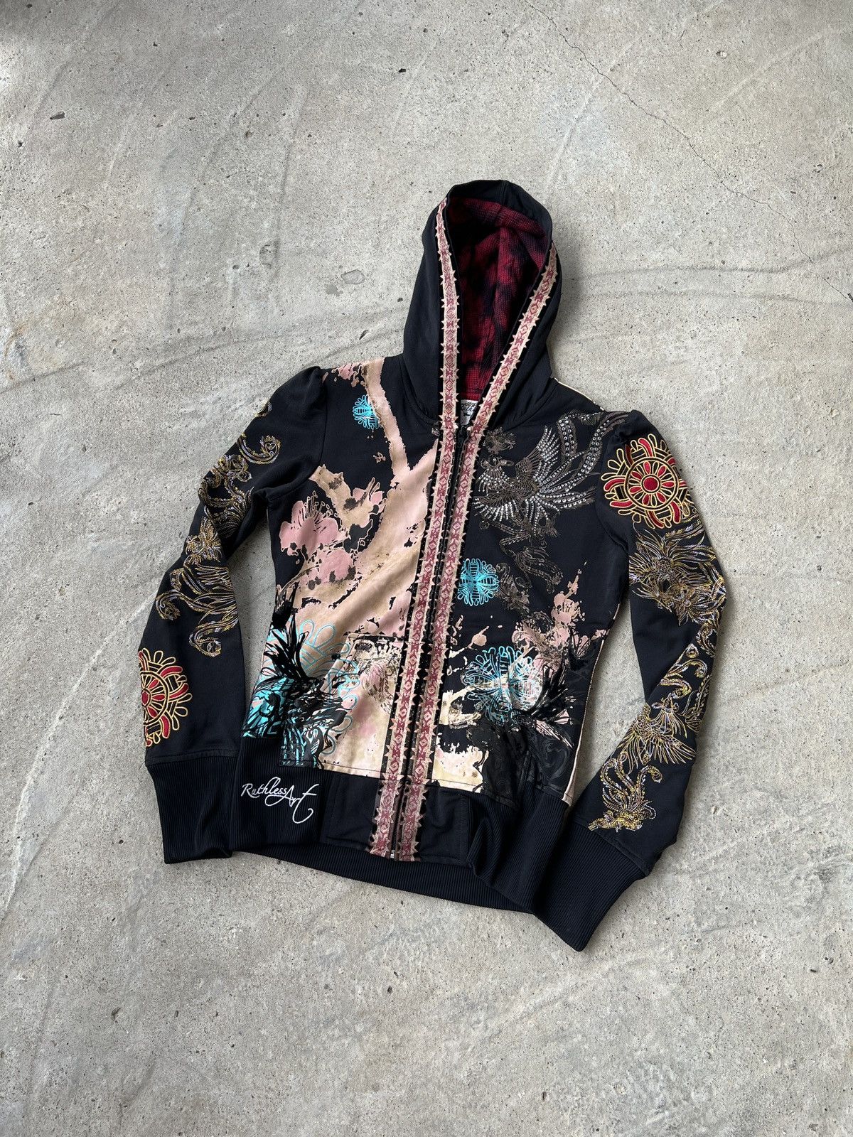 Vintage Ruthless Art Zip Hoodie Size S / US 4 / IT 40 - 1 Thumbnail
