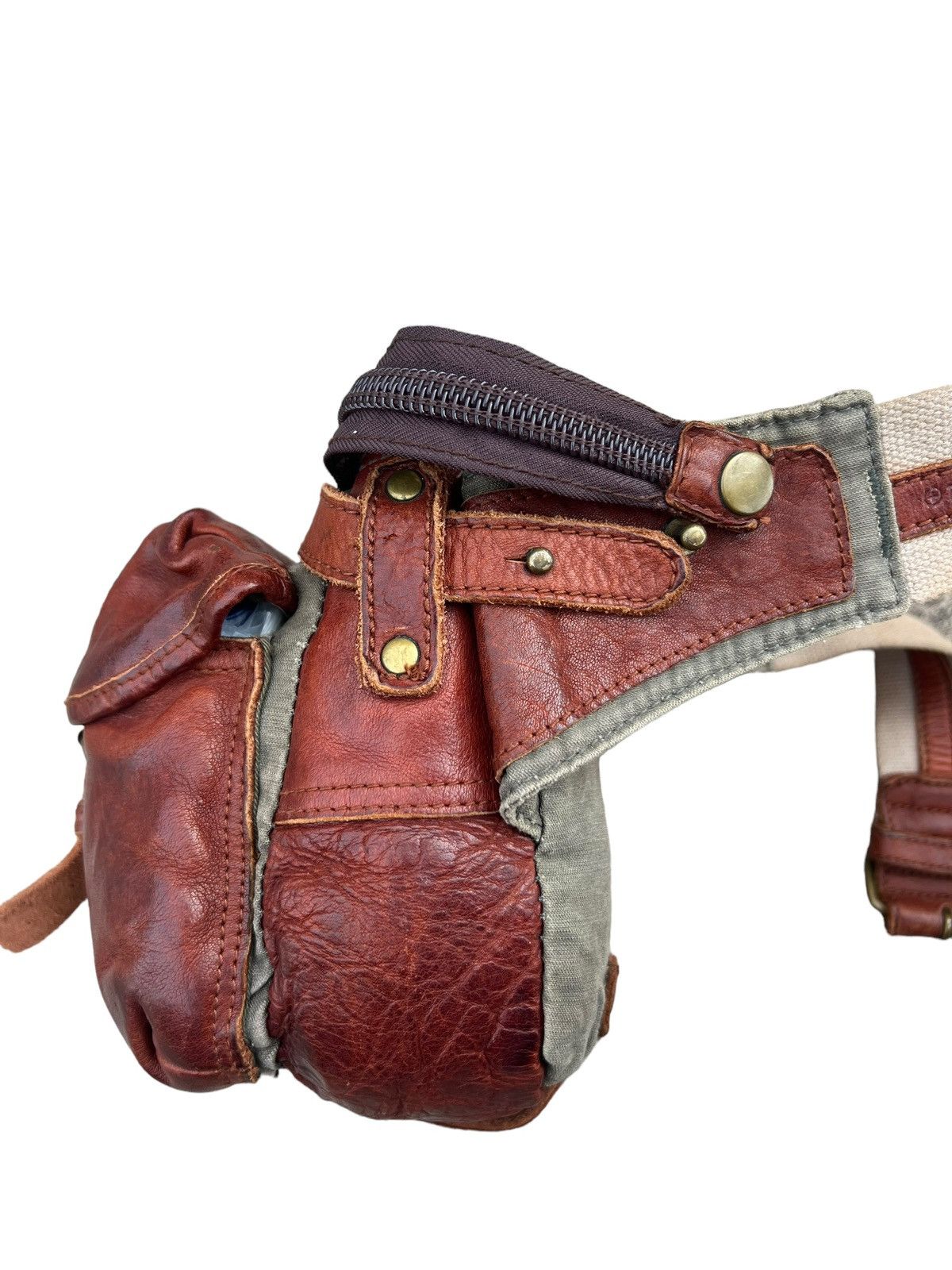 Leather Vintage Tough JeansSmith Military Surplus Patina Leather Bag Size ONE SIZE - 15 Thumbnail