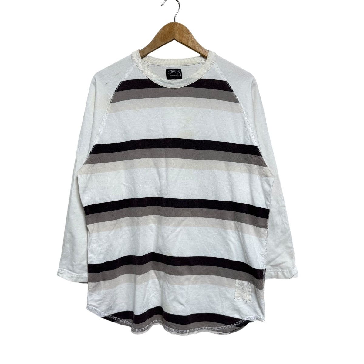 Stussy Stussy Horizontal Striped Raglan Shirt Size US L / EU 52-54 / 3 - 2 Thumbnail
