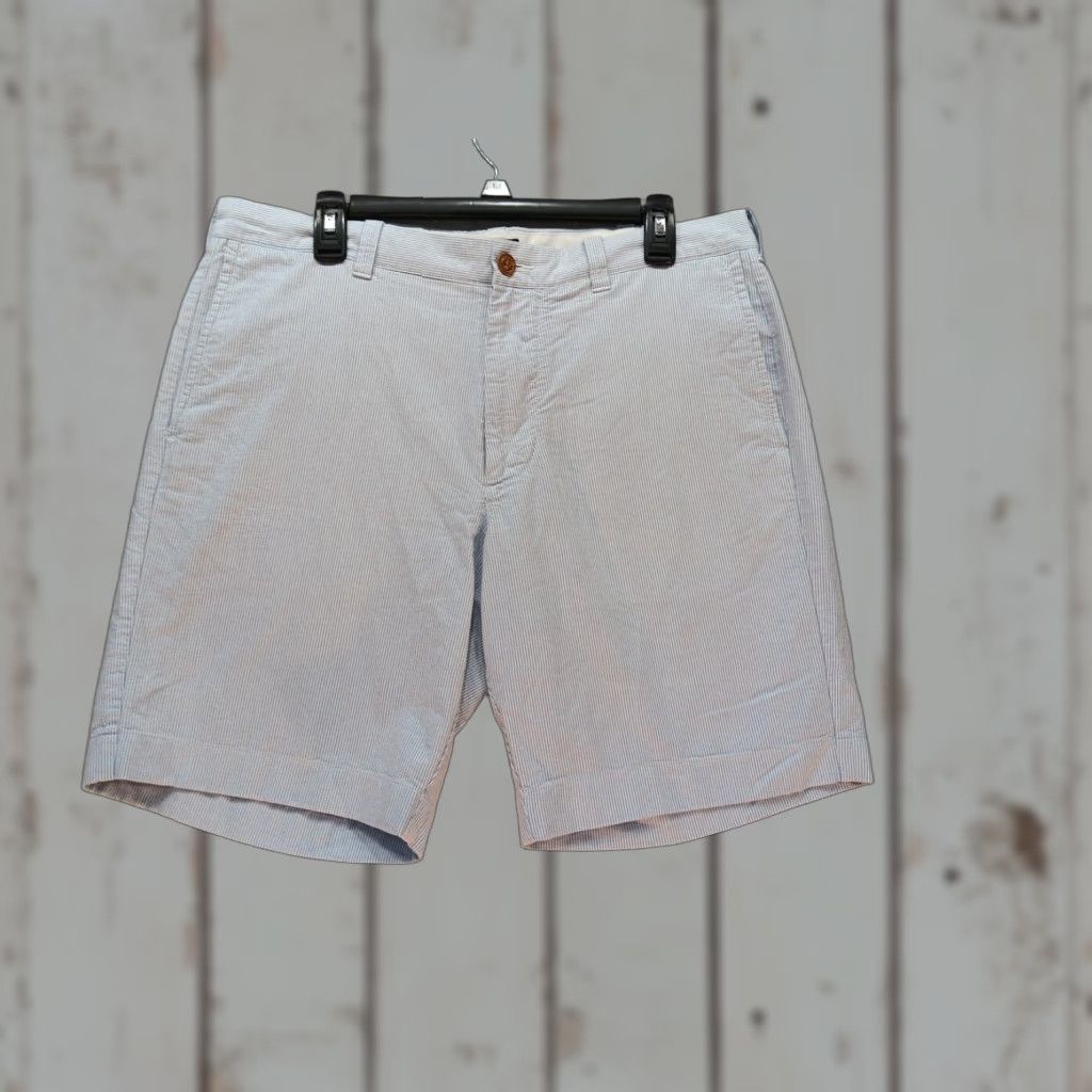 J.Crew J.CREW Chino Shorts Mens 36 Light Blue Nautical Stripes Sunwashed Oxford 9" Ins Size US 36 / EU 52 - 1 Thumbnail