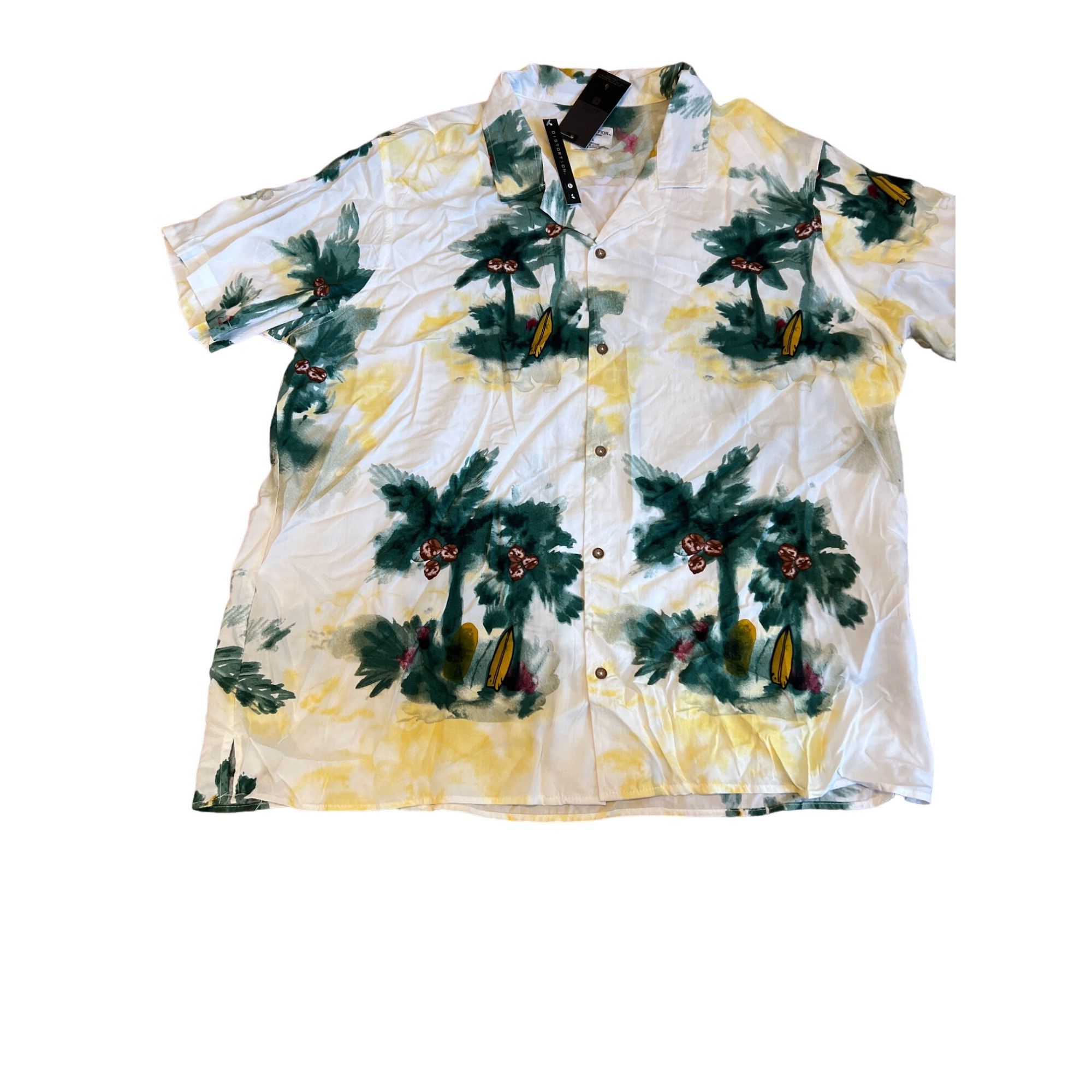 Other Distortion Hawaiian Camp Shirt Palm Trees 100% Viscose Size Size US XXL / EU 58 / 5 - 1 Thumbnail